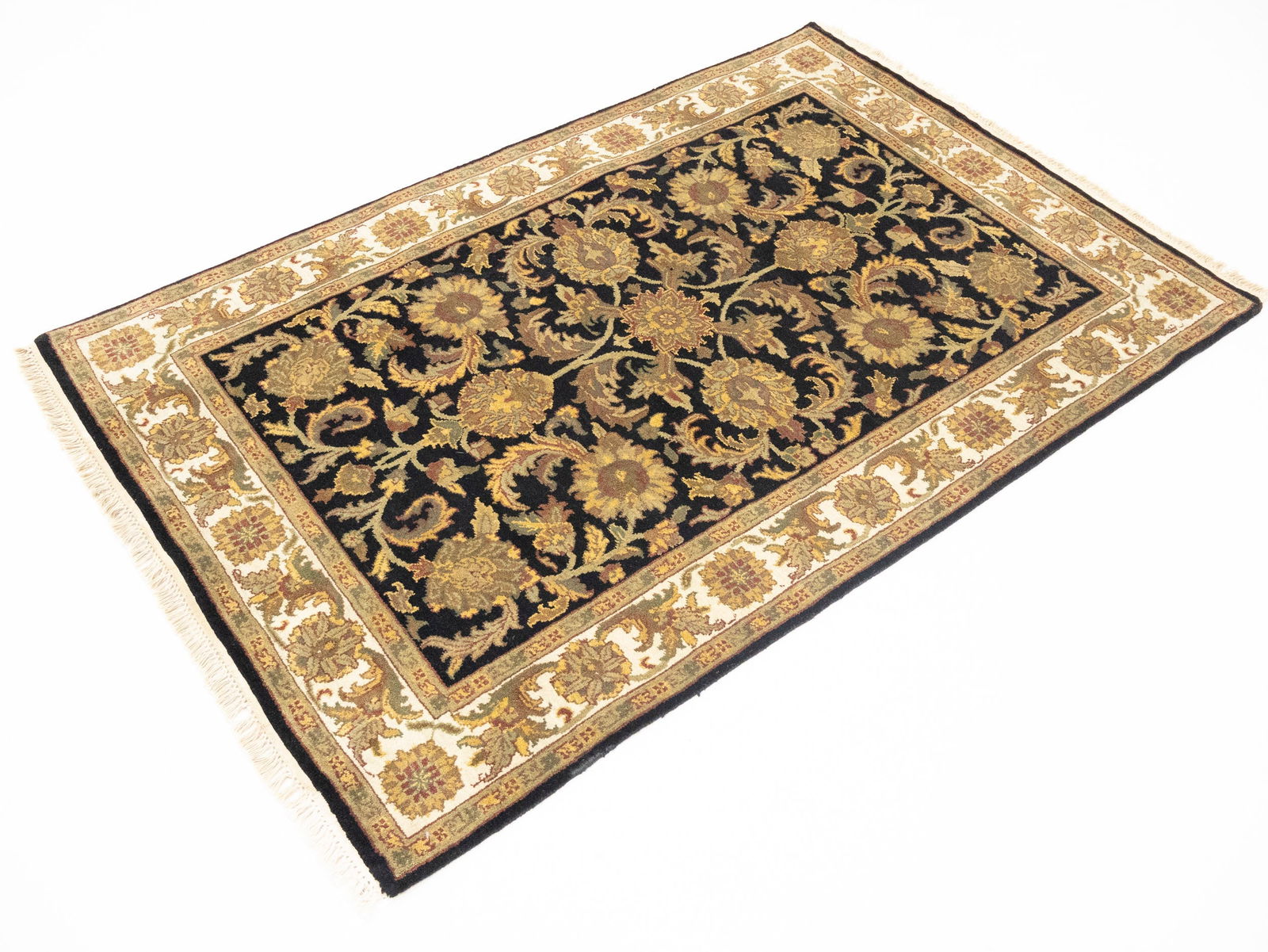 Black Floral Classic 4X6 Agra Jaipur Oriental Rug - 5
