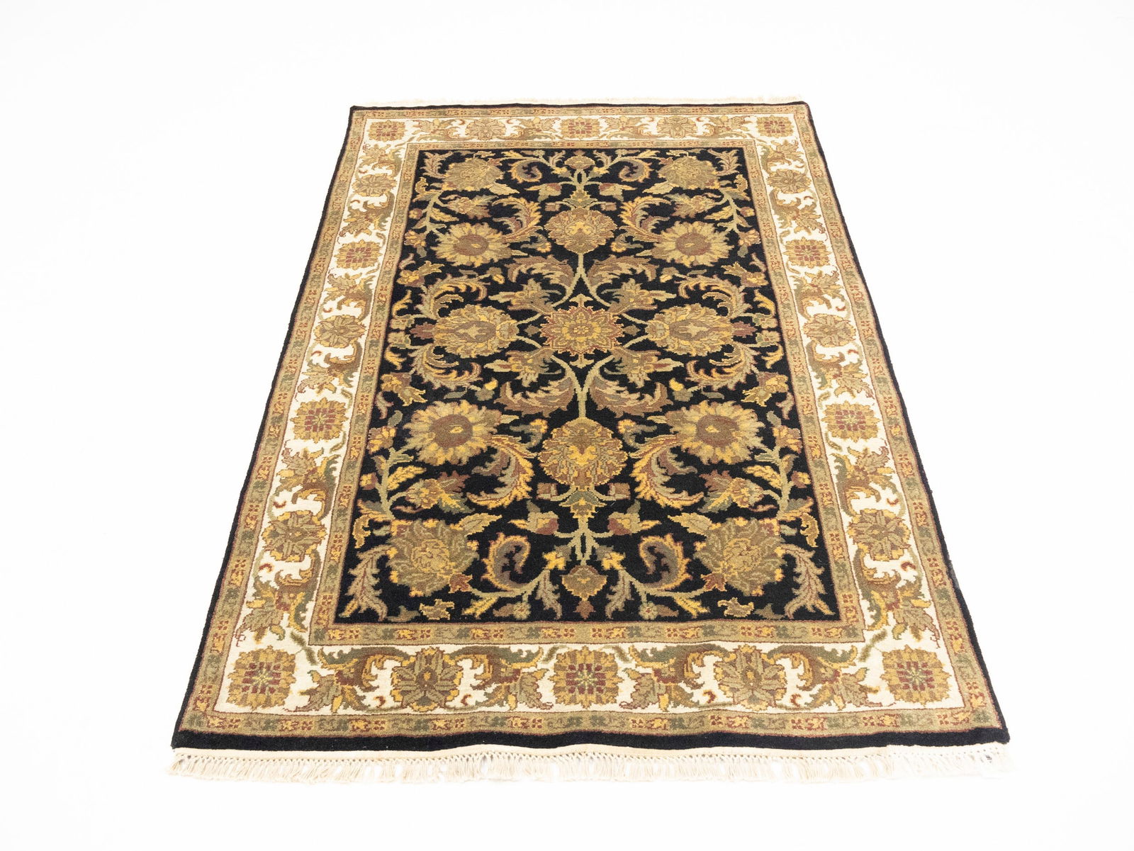 Black Floral Classic 4X6 Agra Jaipur Oriental Rug - 6