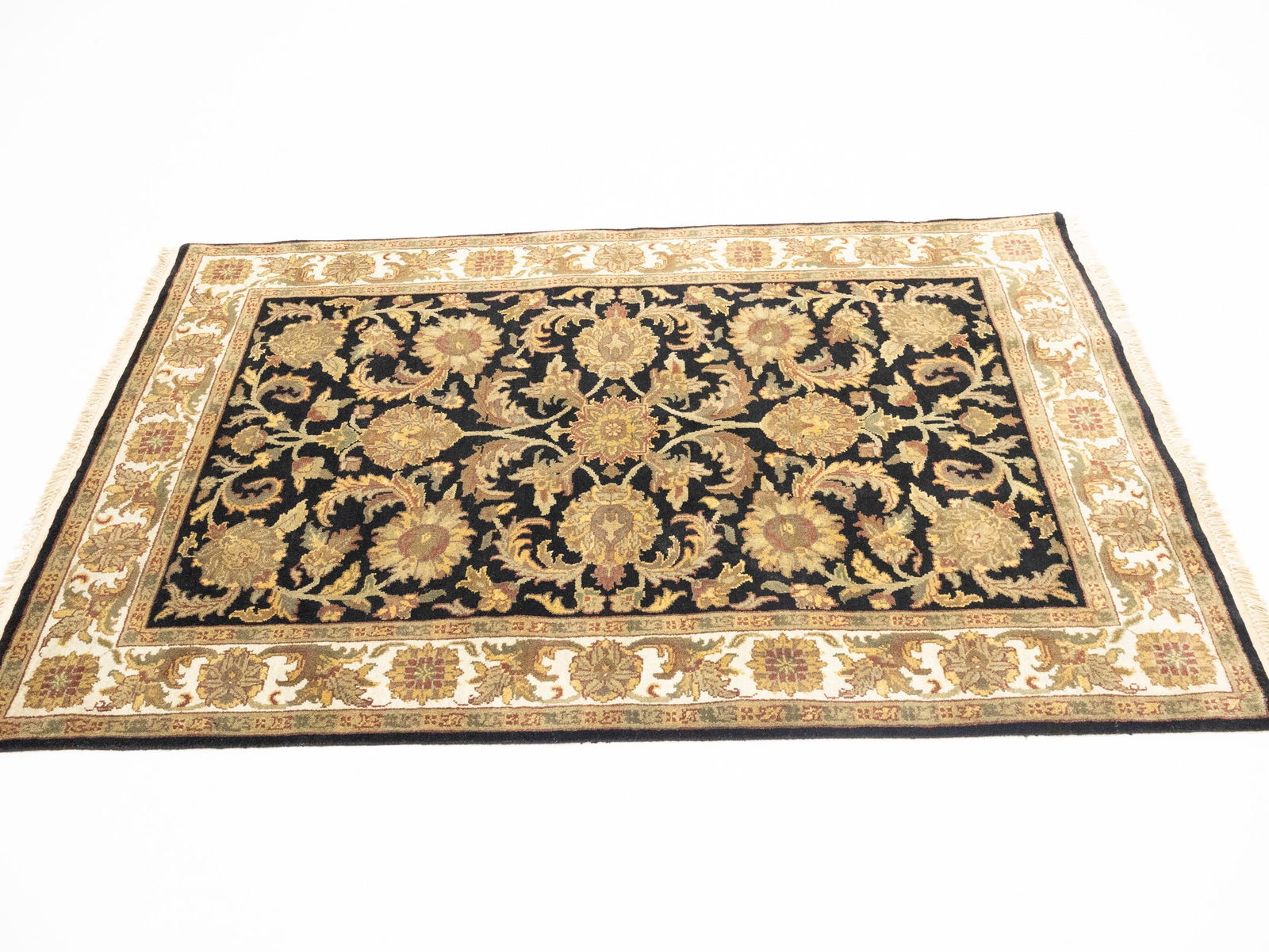 Black Floral Classic 4X6 Agra Jaipur Oriental Rug - 7