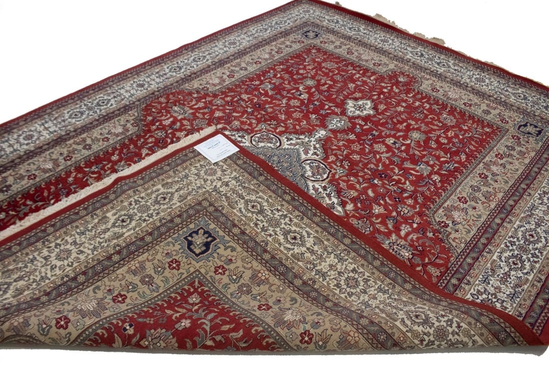 Red Floral Classic 8X11 Indo-Kashan Oriental Rug - 14