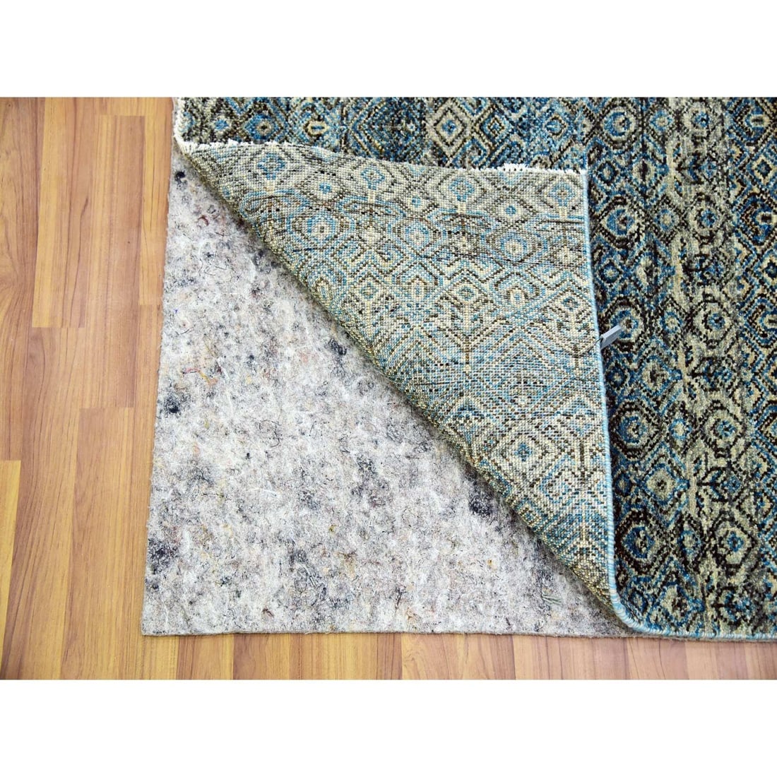 Yale Blue, 100% Wool, Hand Knotted, Kohinoor Herat Design Runner Rug - 3
