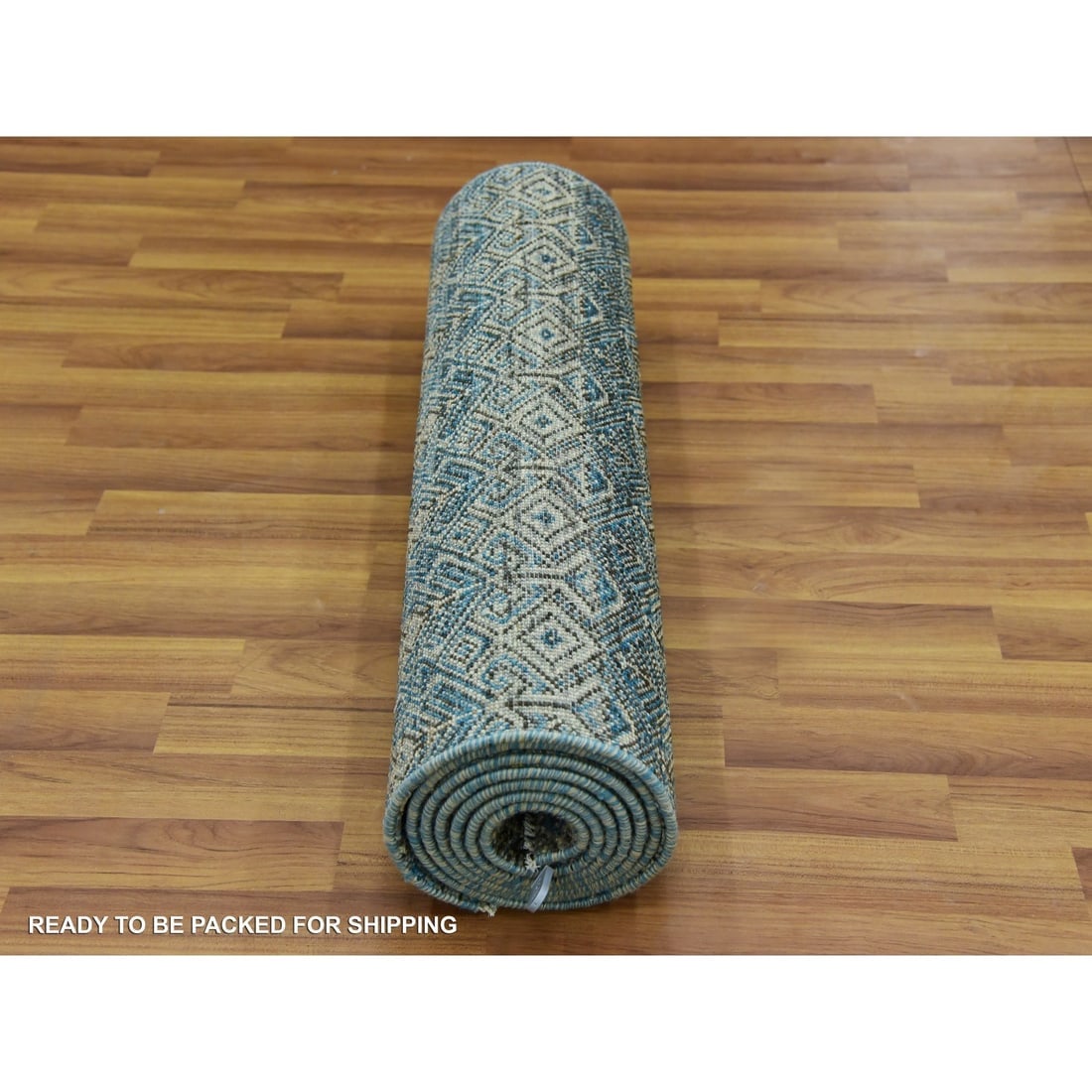 Yale Blue, 100% Wool, Hand Knotted, Kohinoor Herat Design Runner Rug - 5