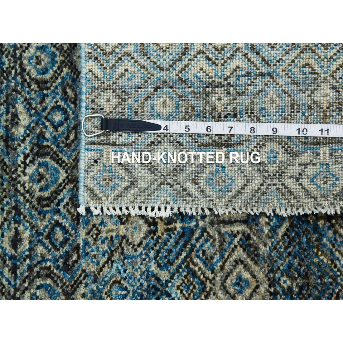 Yale Blue, 100% Wool, Hand Knotted, Kohinoor Herat Design Runner Rug - 7