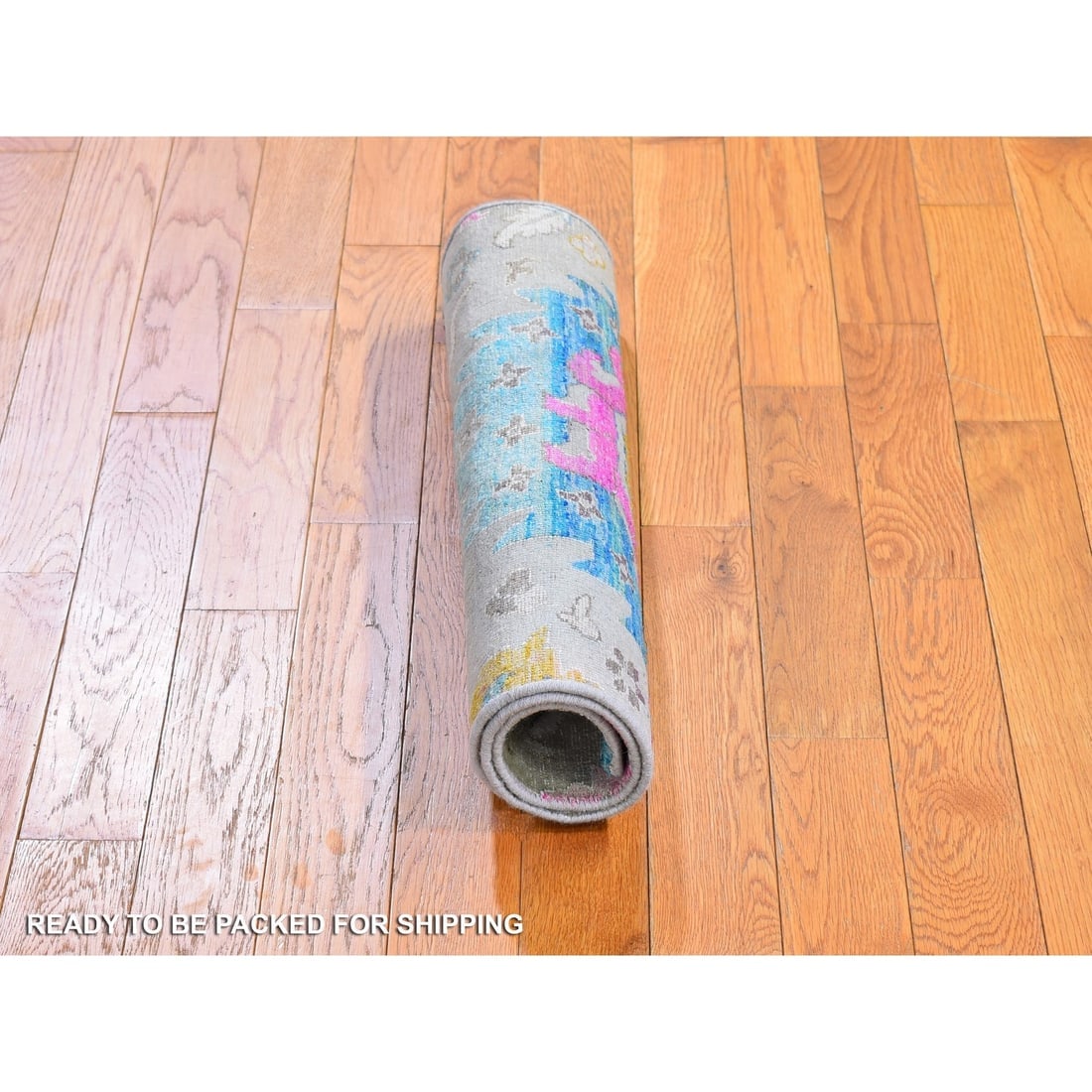 Colorful Sari Silk with Textured Wool Oushak Influence Handknotted Rug - 4