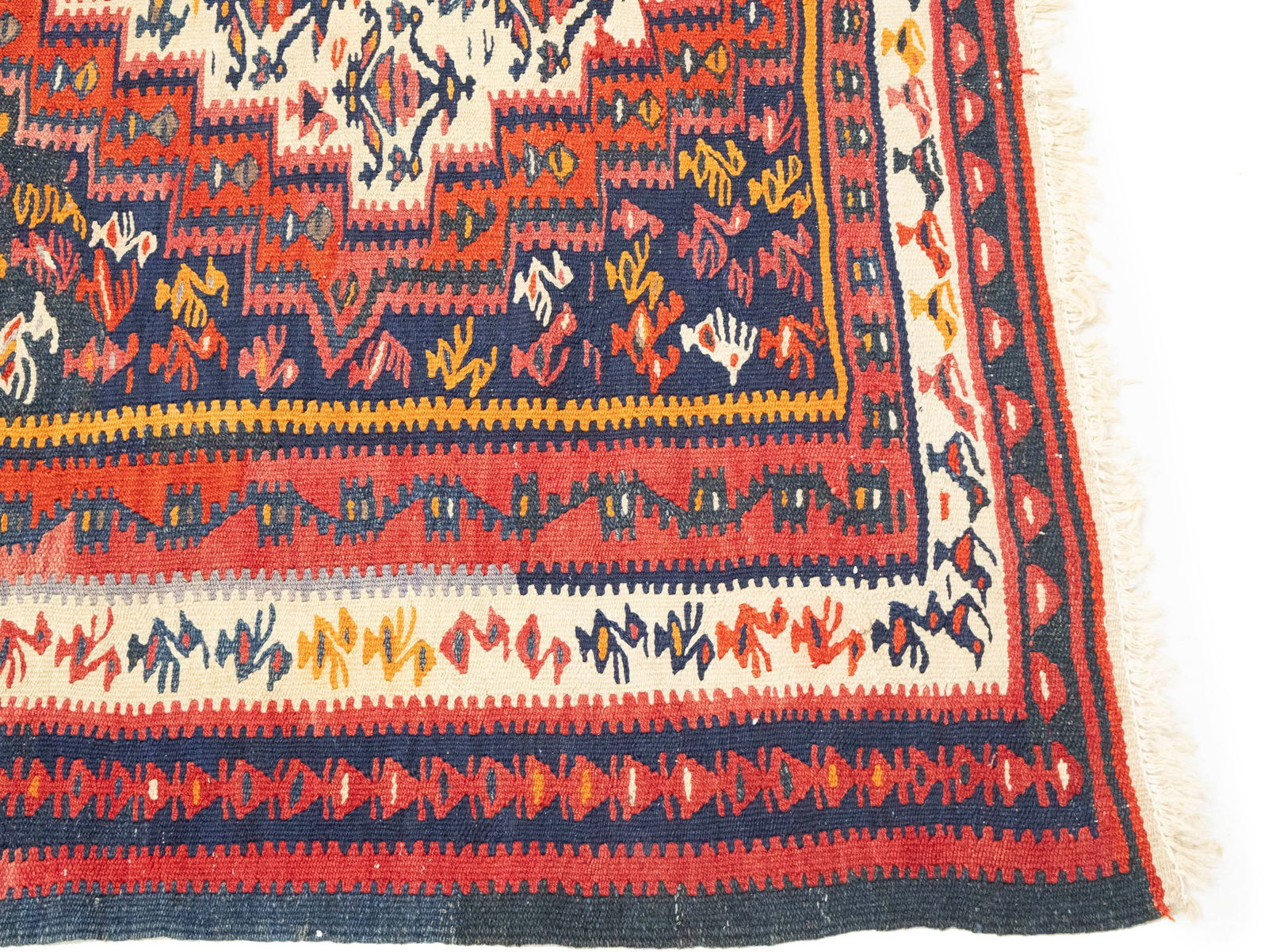 Multicolored Tribal Kelim 4X9 Persian Runner Rug - 10