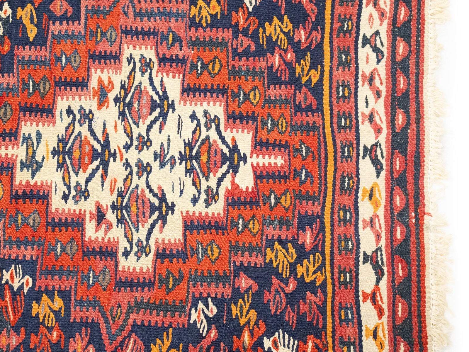 Multicolored Tribal Kelim 4X9 Persian Runner Rug - 11