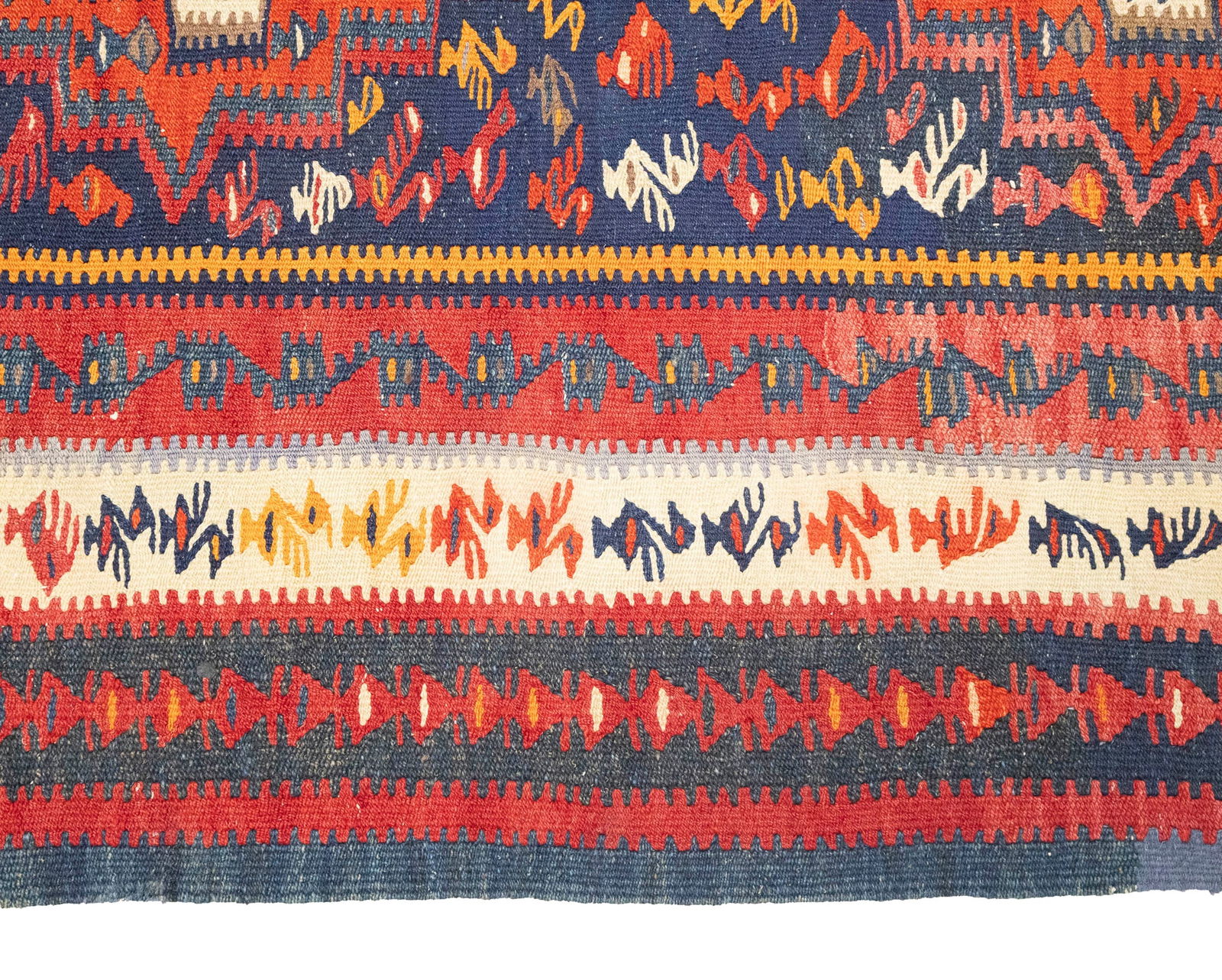 Multicolored Tribal Kelim 4X9 Persian Runner Rug - 12