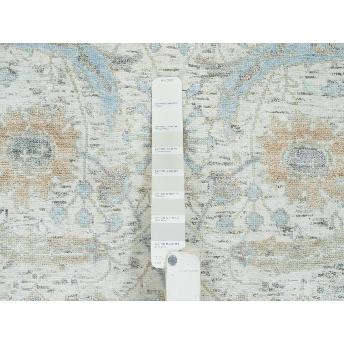 Ivory, Sickle Leaf Design, Silk/Wool with Hand Knotted, Runner Rug - 4