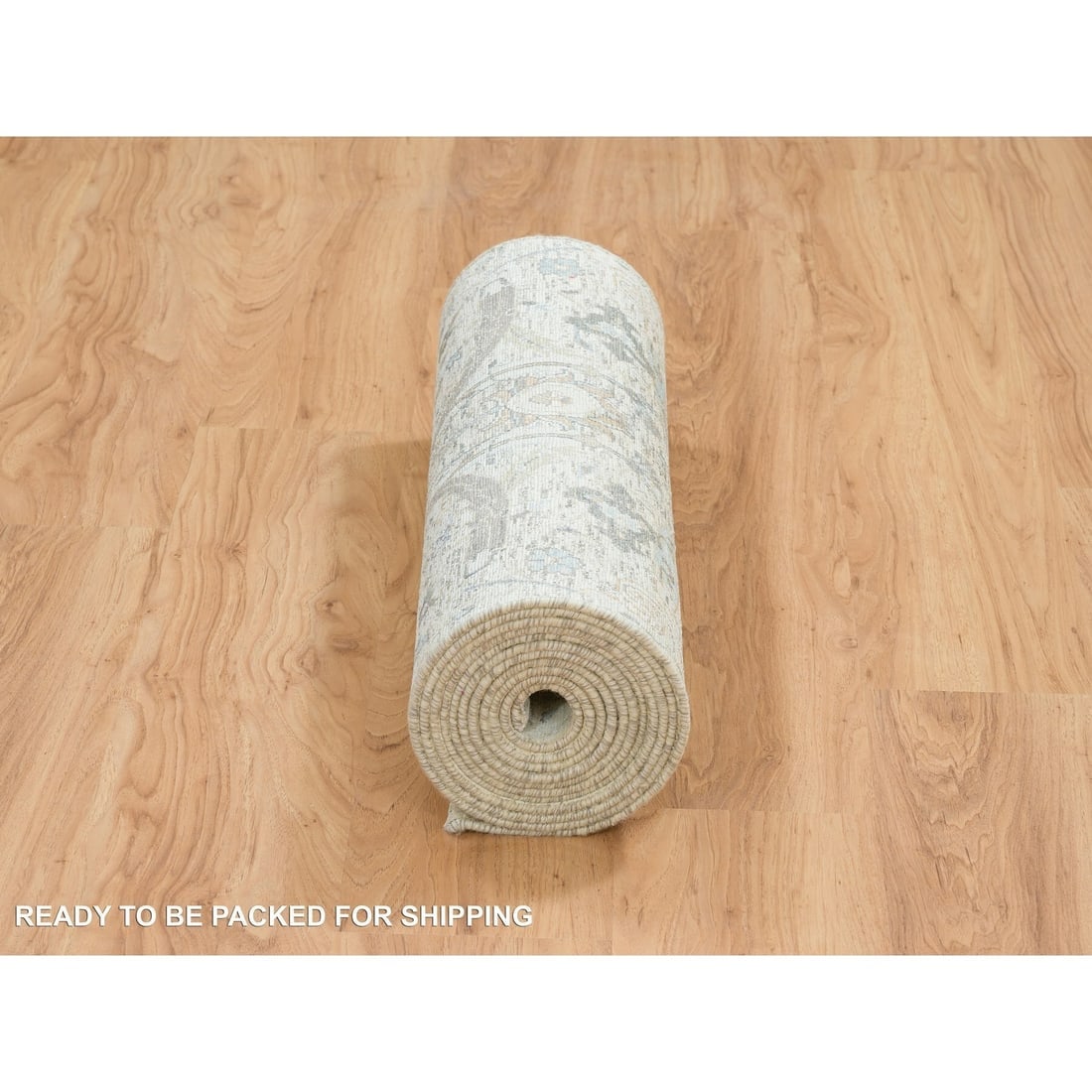 Ivory, Sickle Leaf Design, Silk/Wool with Hand Knotted, Runner Rug - 6