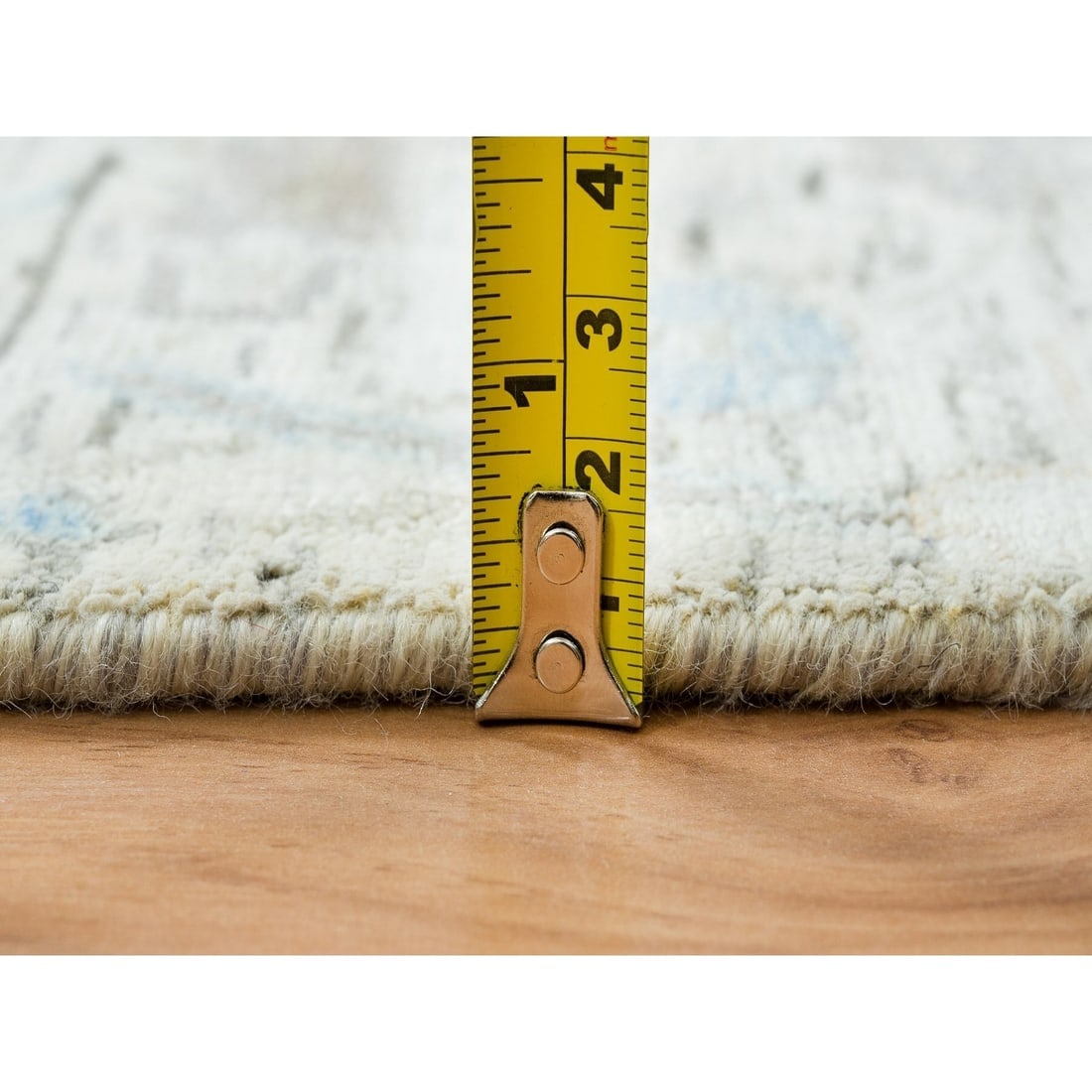 Ivory, Sickle Leaf Design, Silk/Wool with Hand Knotted, Runner Rug - 7