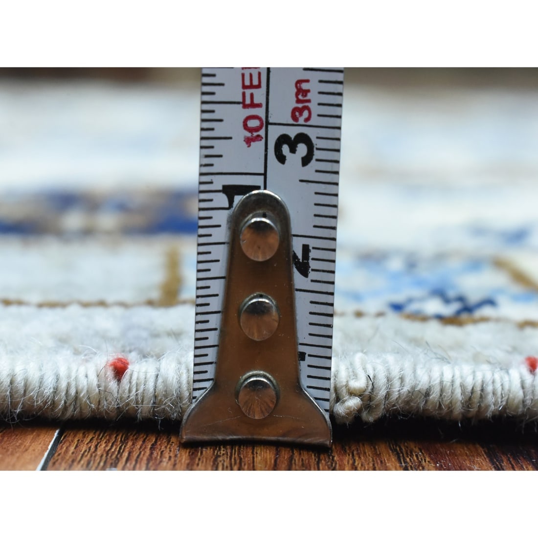 Light Gray, Hand Knotted Afghan Ersari Pure Wool Runner Rug - 5