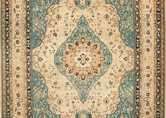 Hand-Knotted Indo-Kerman Area Rug Wool Cream Blue Oriental Carpet 11'10" x 15'1 - 3