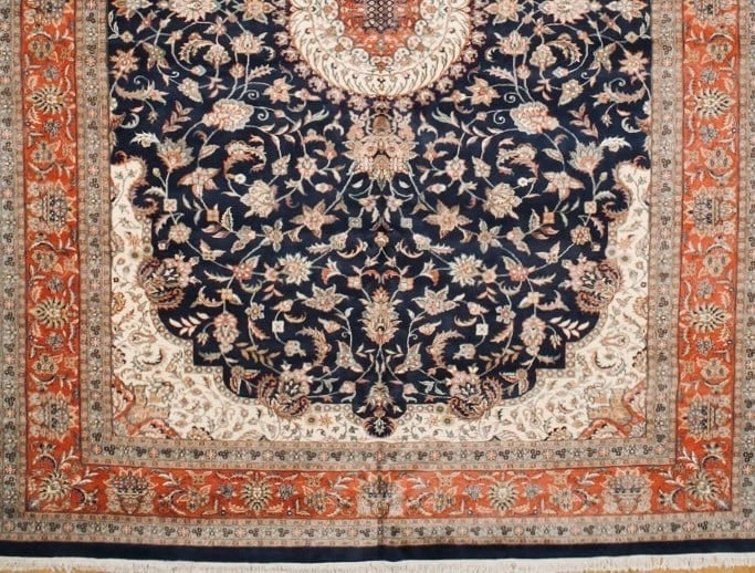 Hand Knotted Indo-Sarouk Navy Wool Oriental Area Rug Carpet 12' x 17'3" - 2