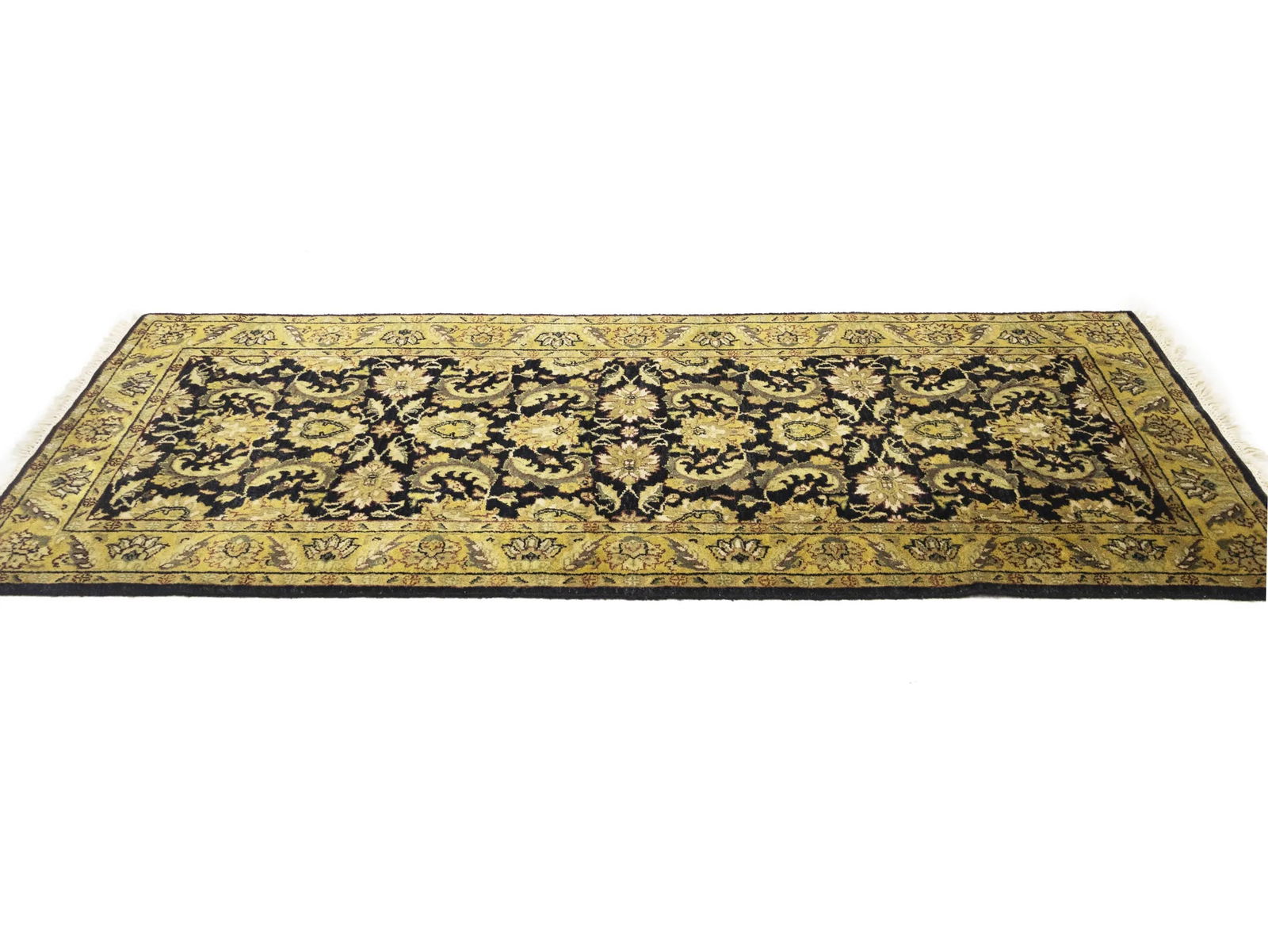 Black Floral Classic 3X8 Agra Jaipur Oriental Runner Rug - 6