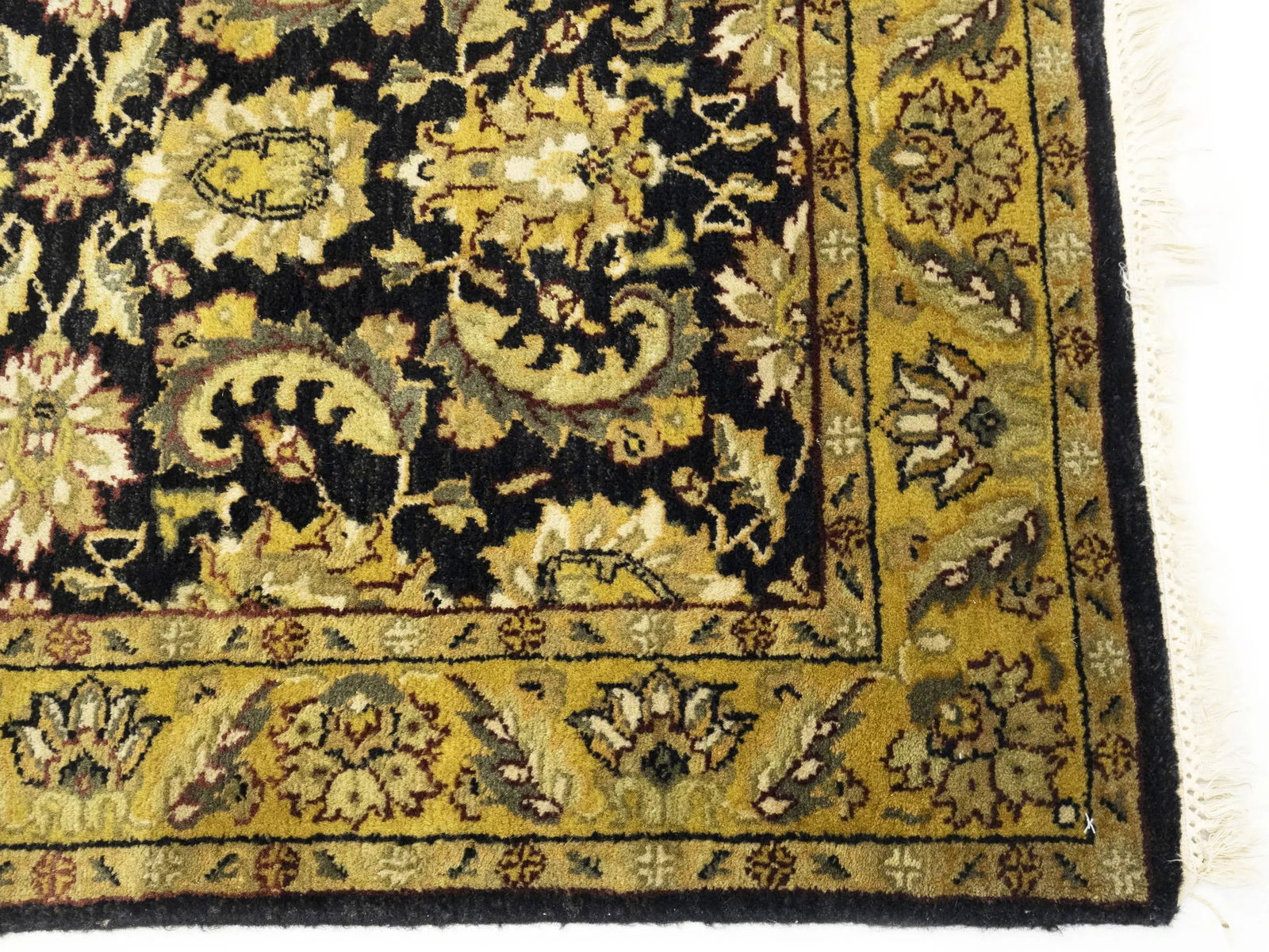Black Floral Classic 3X8 Agra Jaipur Oriental Runner Rug - 8