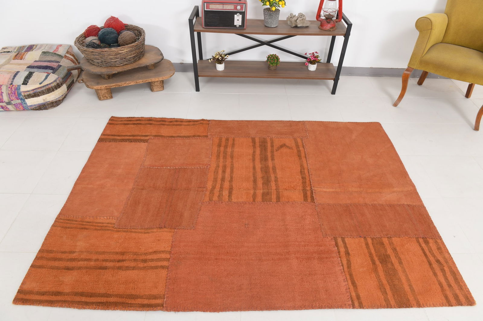 4'11'' x 6'8'' Turkish Hemp Patchwork Rug - 54002 - 5