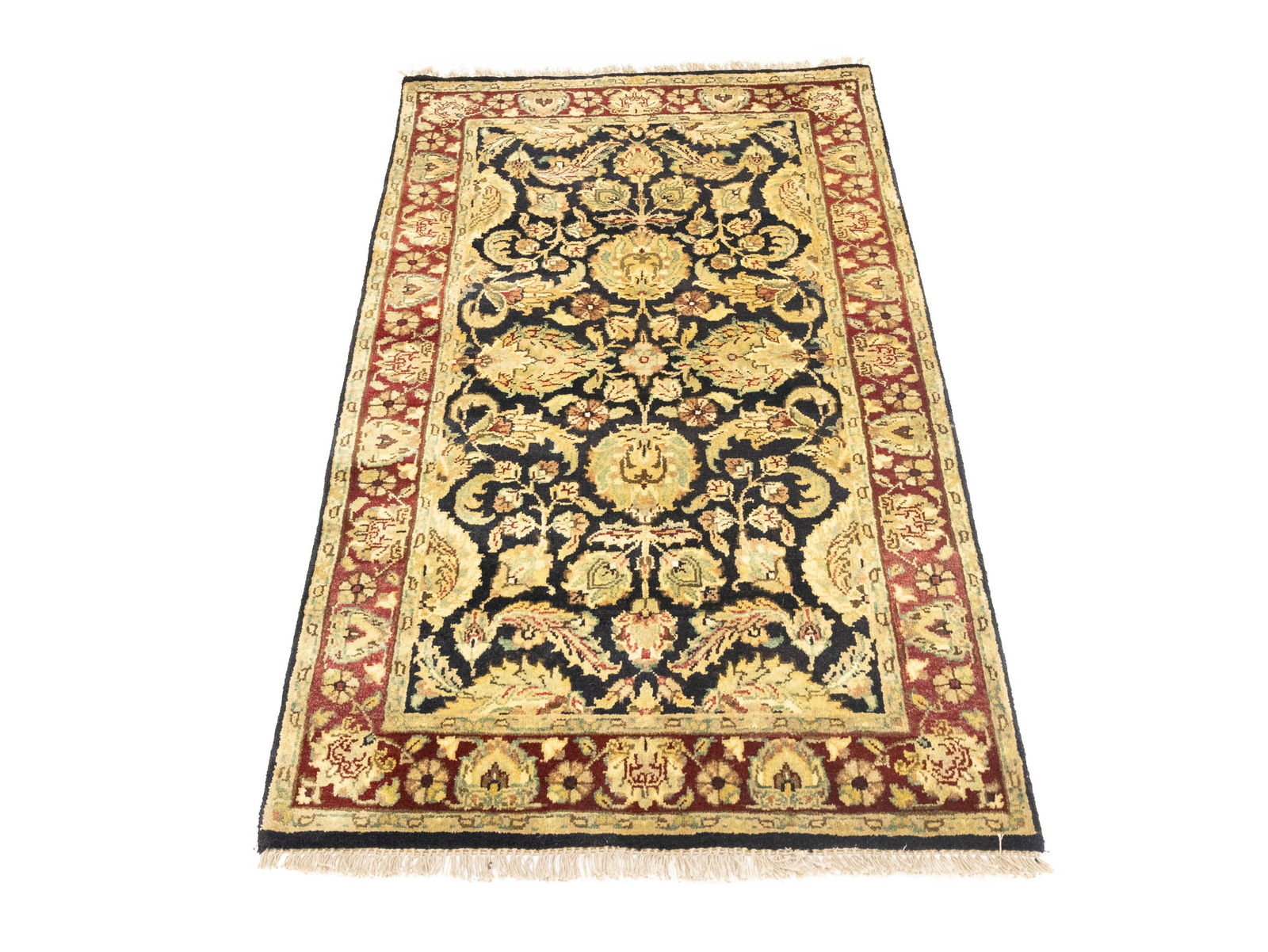 Black Floral Classic 3X5 Agra Jaipur Oriental Rug - 6