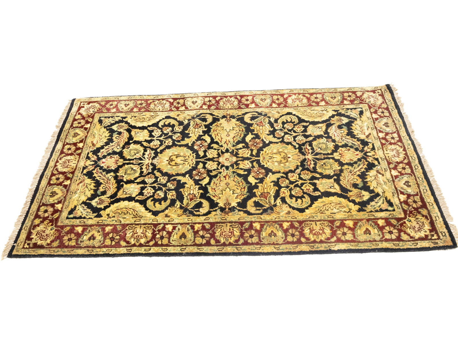 Black Floral Classic 3X5 Agra Jaipur Oriental Rug - 7