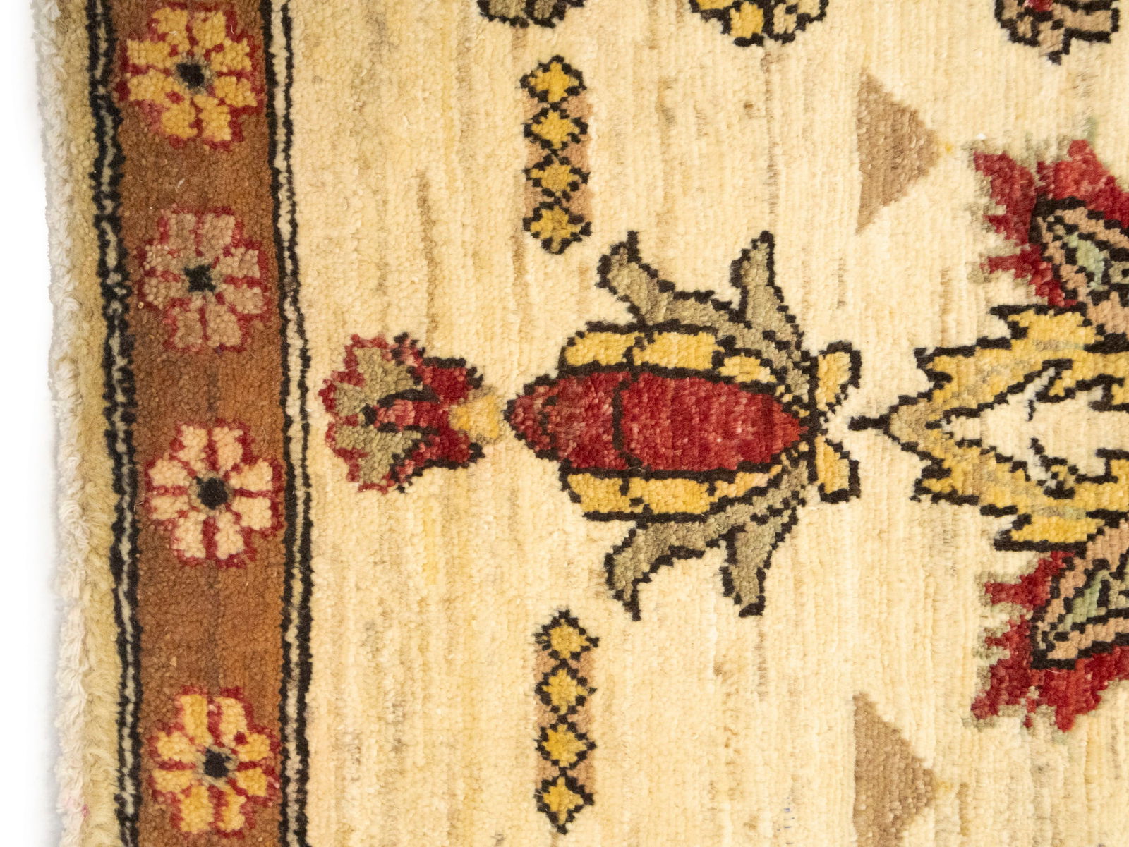 Cream Floral Ziegler Peshawar 2X3 Pakistan Oriental Rug - 10