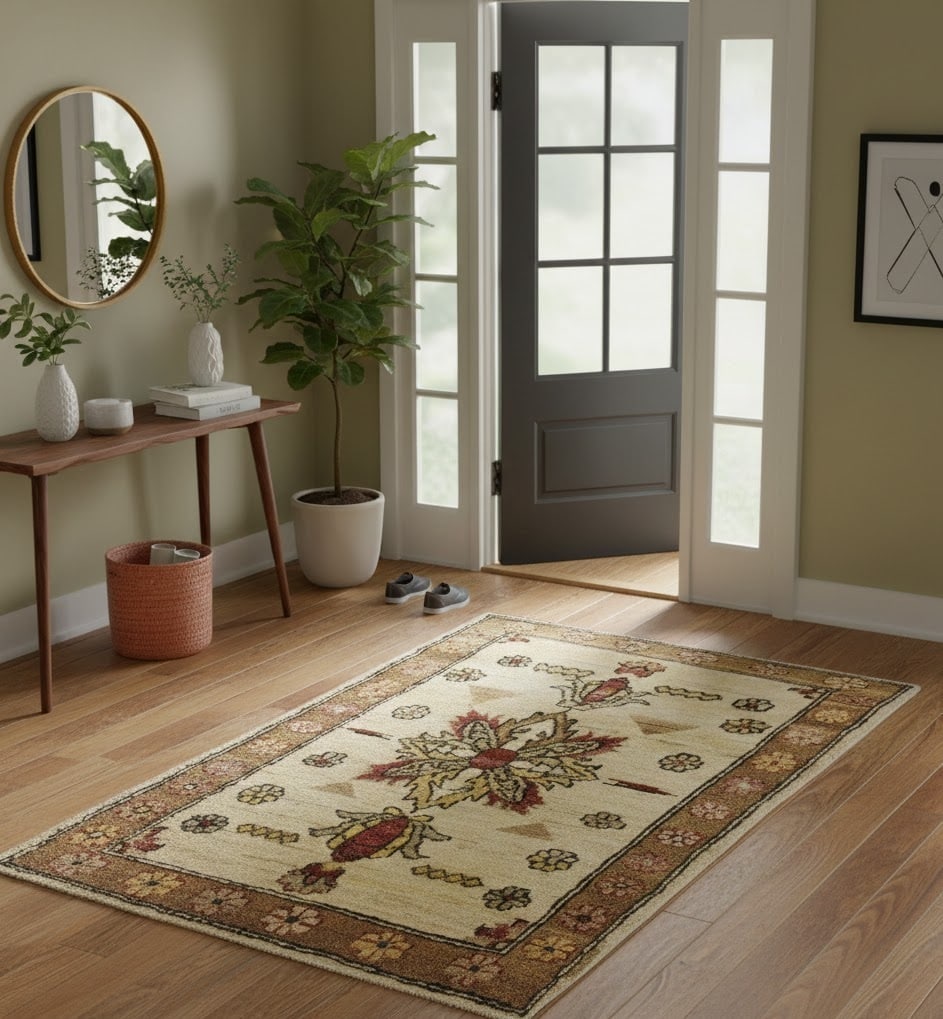 Cream Floral Ziegler Peshawar 2X3 Pakistan Oriental Rug - 2