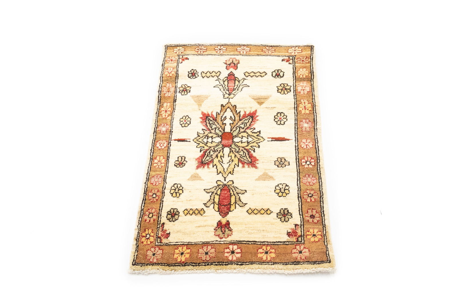 Cream Floral Ziegler Peshawar 2X3 Pakistan Oriental Rug - 3
