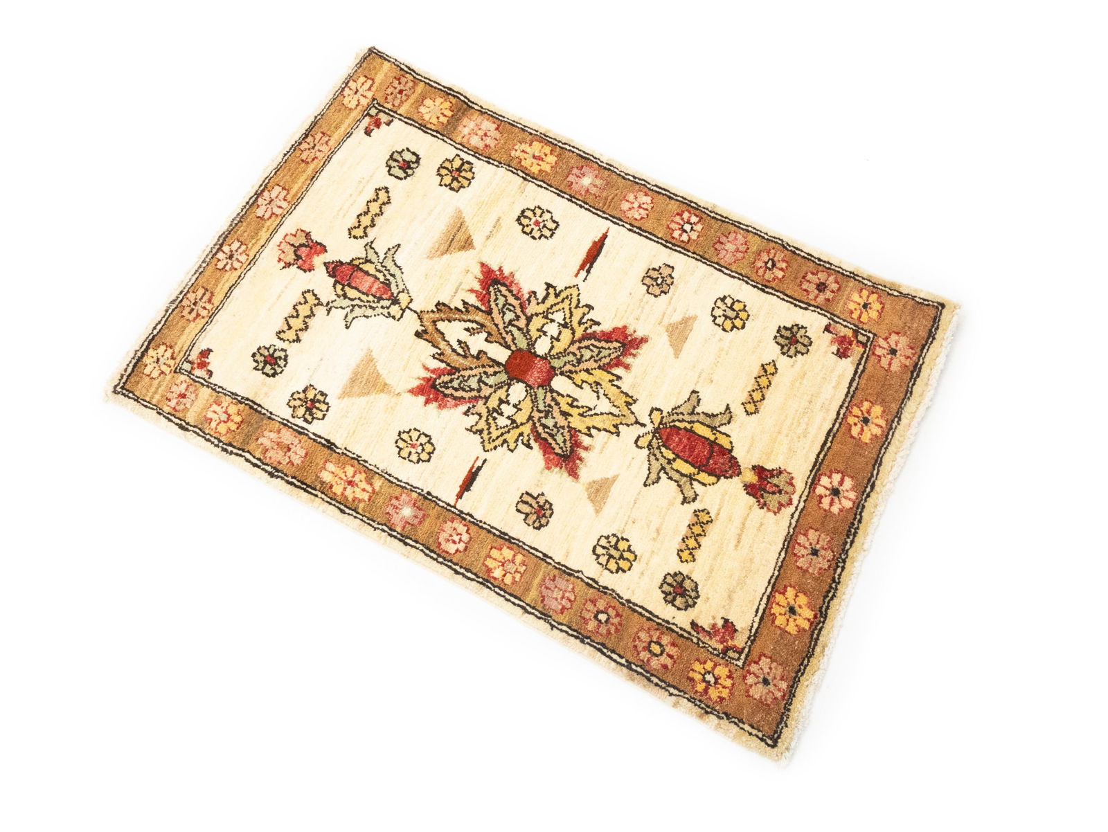 Cream Floral Ziegler Peshawar 2X3 Pakistan Oriental Rug - 4