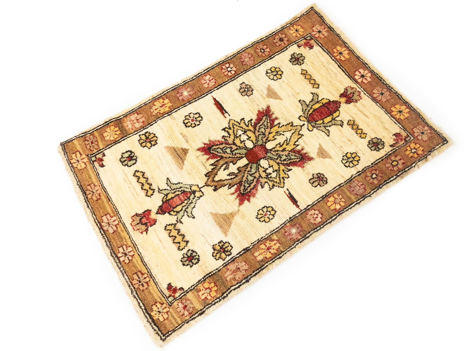 Cream Floral Ziegler Peshawar 2X3 Pakistan Oriental Rug - 5