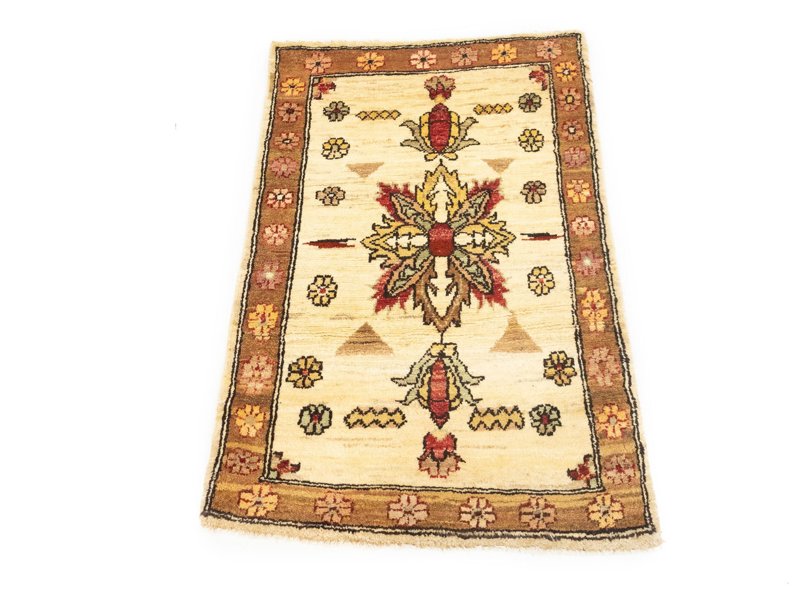 Cream Floral Ziegler Peshawar 2X3 Pakistan Oriental Rug - 6