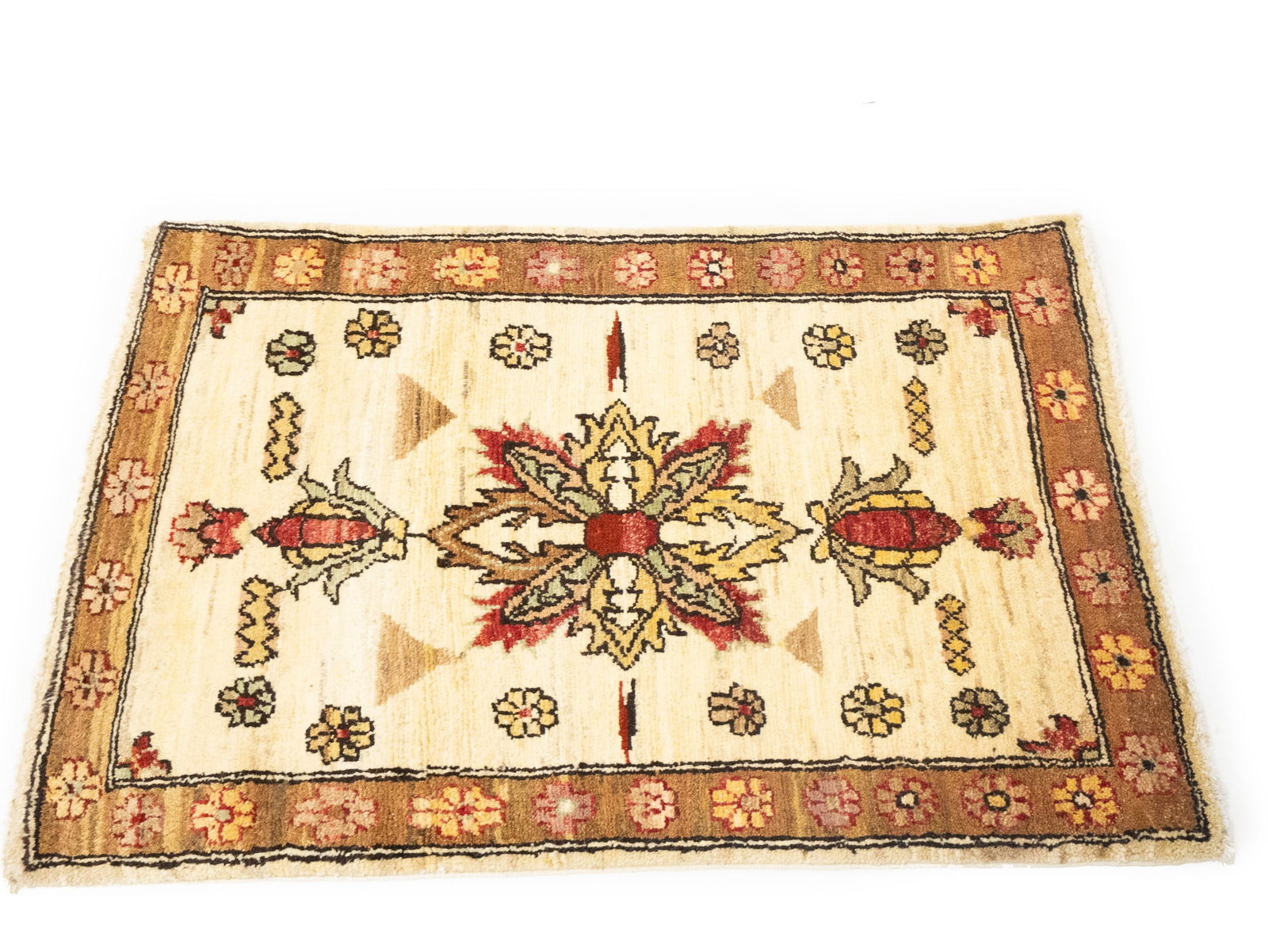 Cream Floral Ziegler Peshawar 2X3 Pakistan Oriental Rug - 7