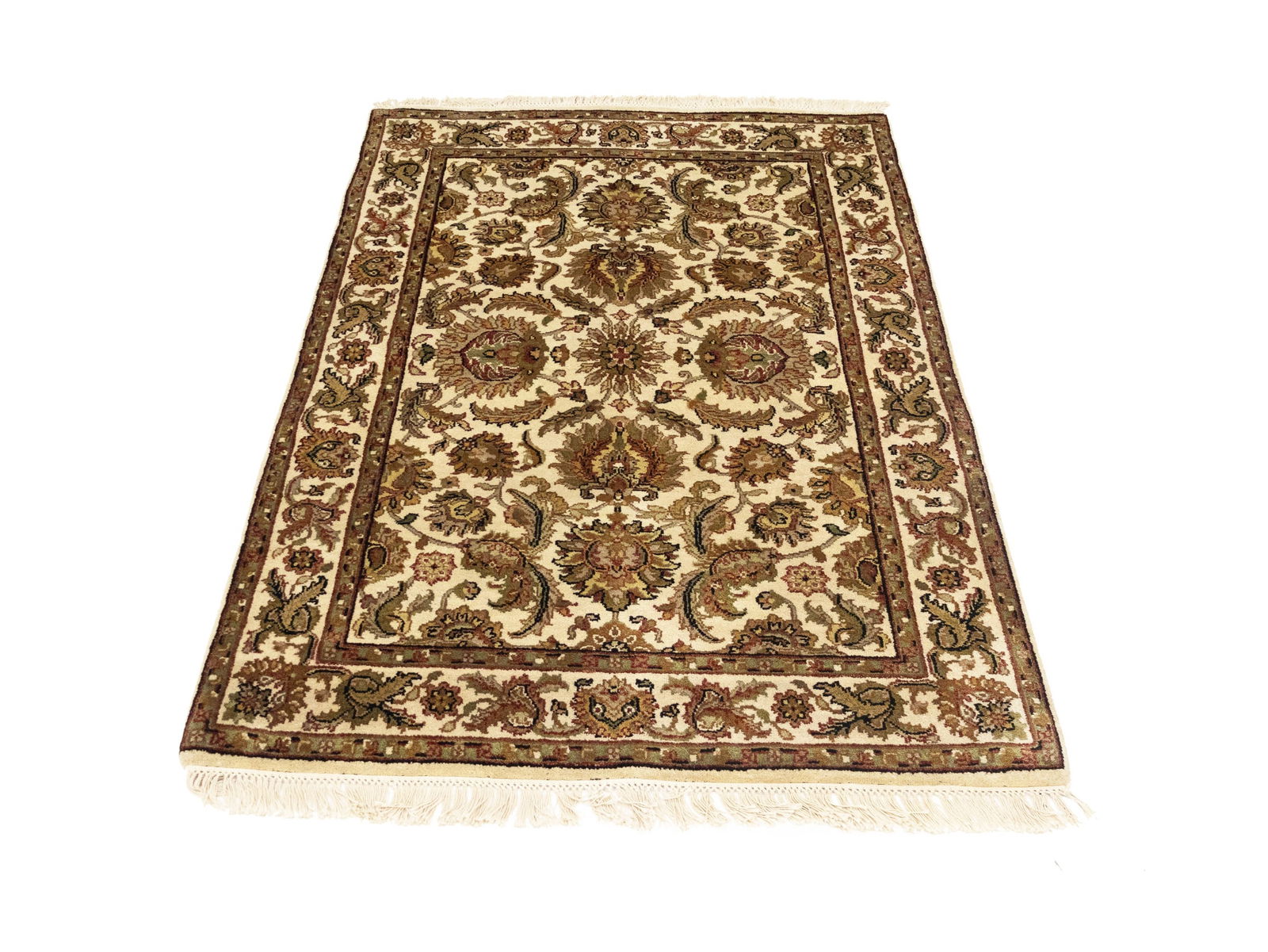Cream Floral Classic 4X6 Agra Jaipur Oriental Rug - 5