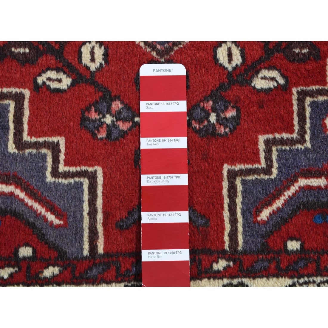 Red, New Bohemian Persian Malayer, Pure Wool, Hand Knotted Rug - 5