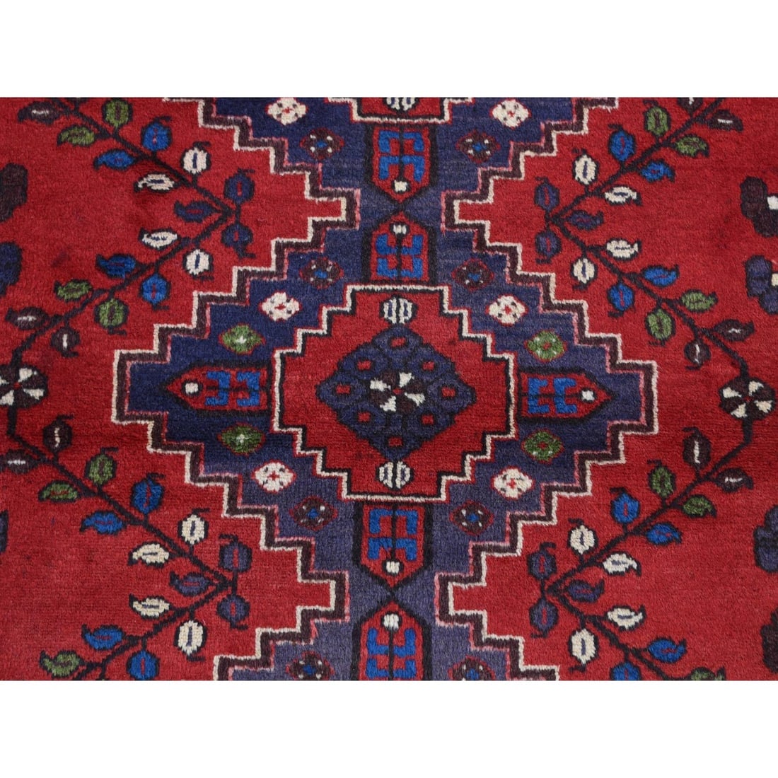 Red, New Bohemian Persian Malayer, Pure Wool, Hand Knotted Rug - 6