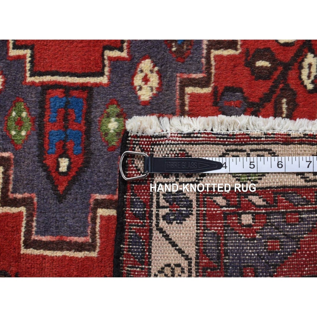 Red, New Bohemian Persian Malayer, Pure Wool, Hand Knotted Rug - 9