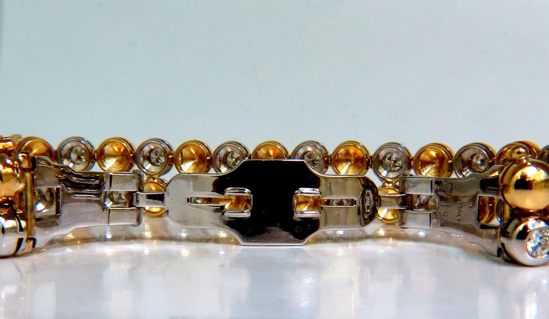 5.00CT 18KT NATURAL DIAMONDS ROUNDS TWO TONED DOMED LINK BRACELET G/VS** - 5