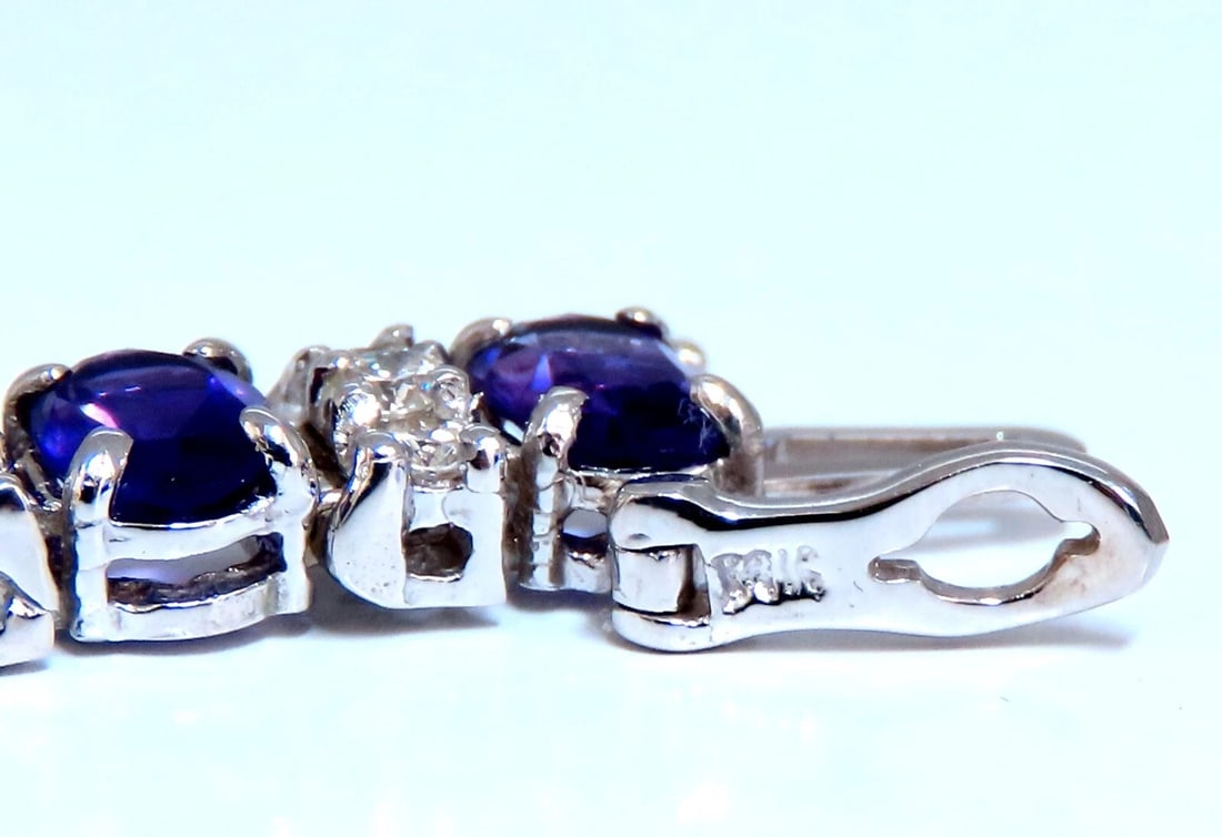 10ct Natural Oval Purple Amethysts Diamonds Tennis Bracelet 14kt Gold** - 3