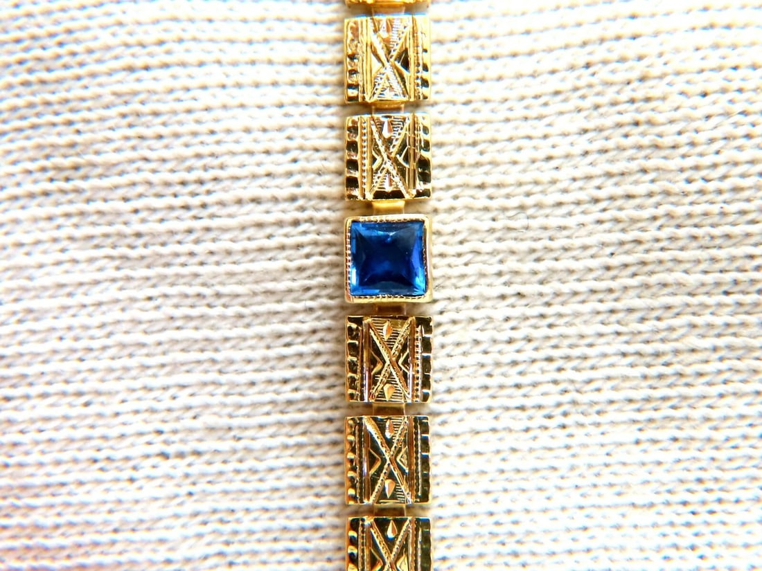 .76 carat natural princess cut sapphire square box bracelet 14kt gold** - 2