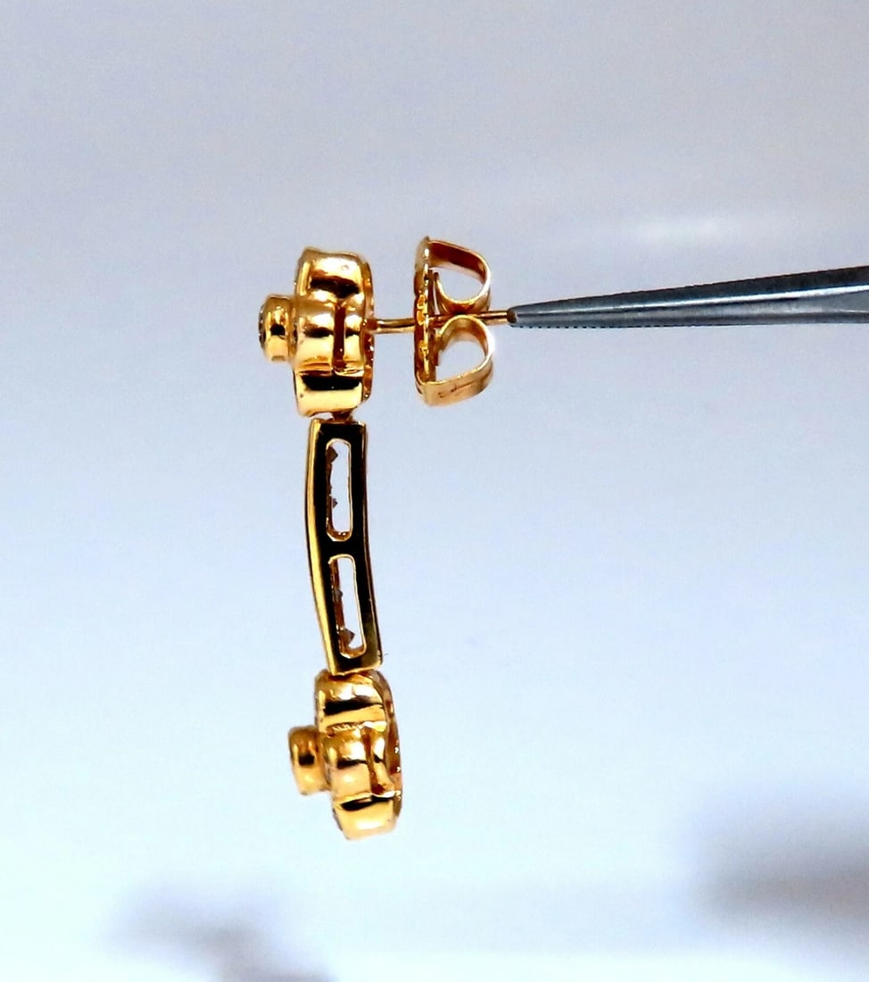 2.06ct Natural Baguette Round Diamonds Clover Stem Dangle Earrings 14kt** - 3