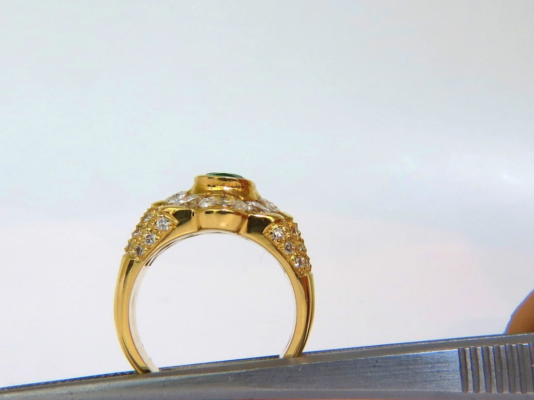 18KT 4.00CT NATURAL EMERALD DIAMOND RING + - 12