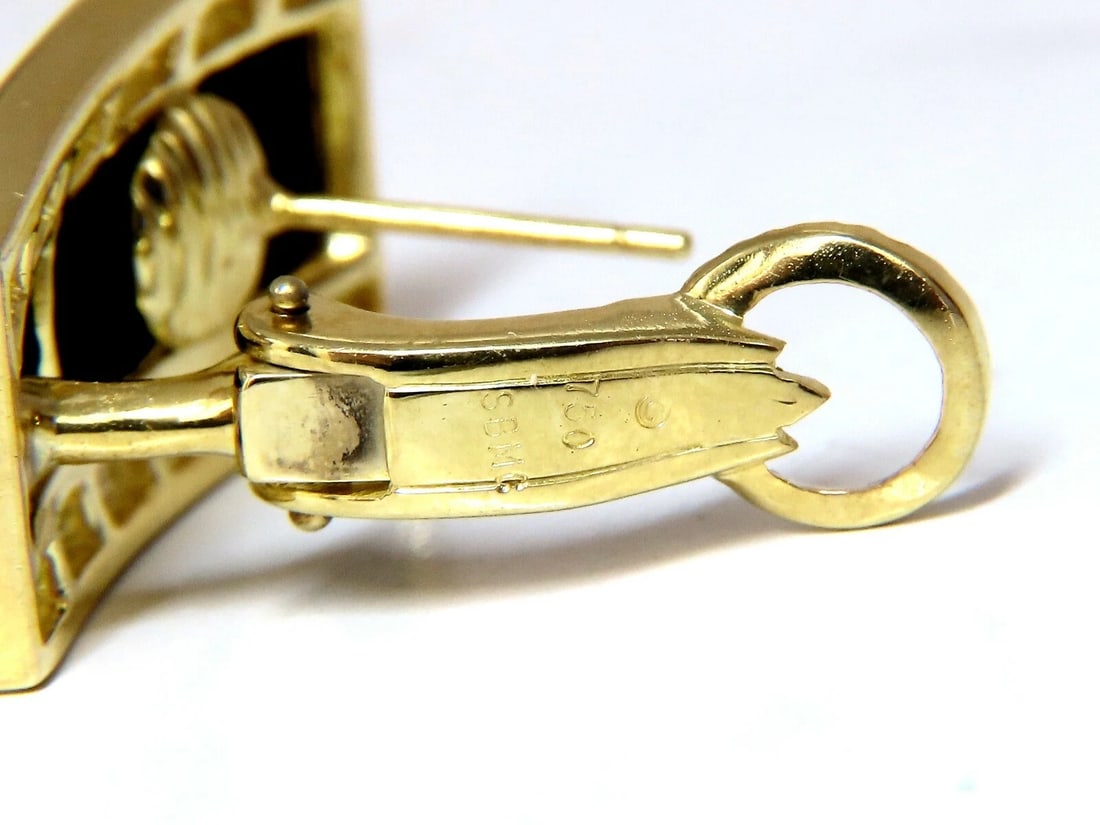 2.50ct Natural Princess Cut Diamonds Jet Black Onyx Clip Earrings 18 Karat** - 3