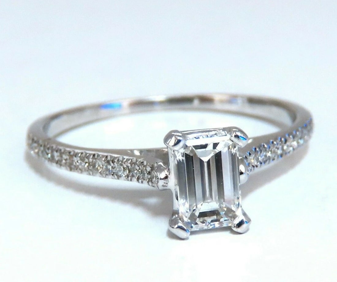 GIA Certified .54ct Natural Emerald Cut diamond ring 18kt gold** (1 of 6)
