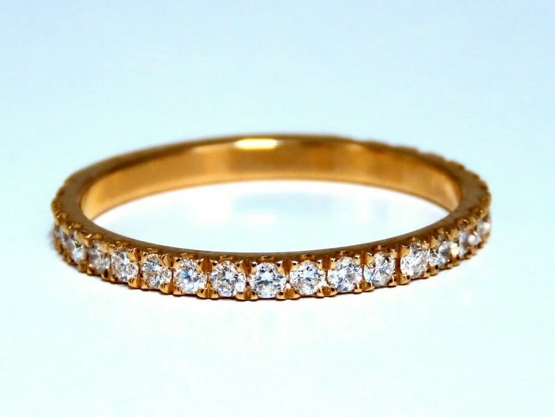 .40ct natural round diamond band ring 14 Karat Bead Set Pave Flat Band (1 of 4)