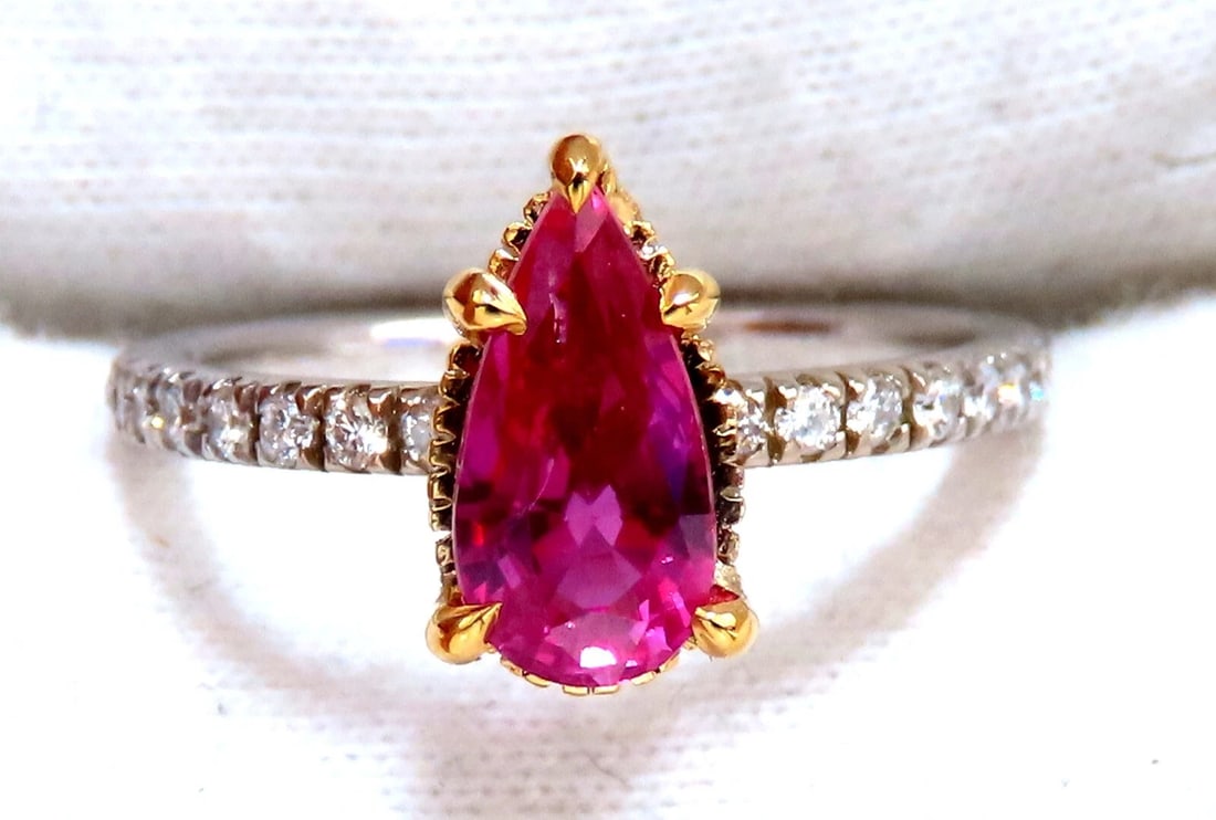 AIGS certified 1.45ct No Heat Ruby Ring 14kt raised mod deck - 3