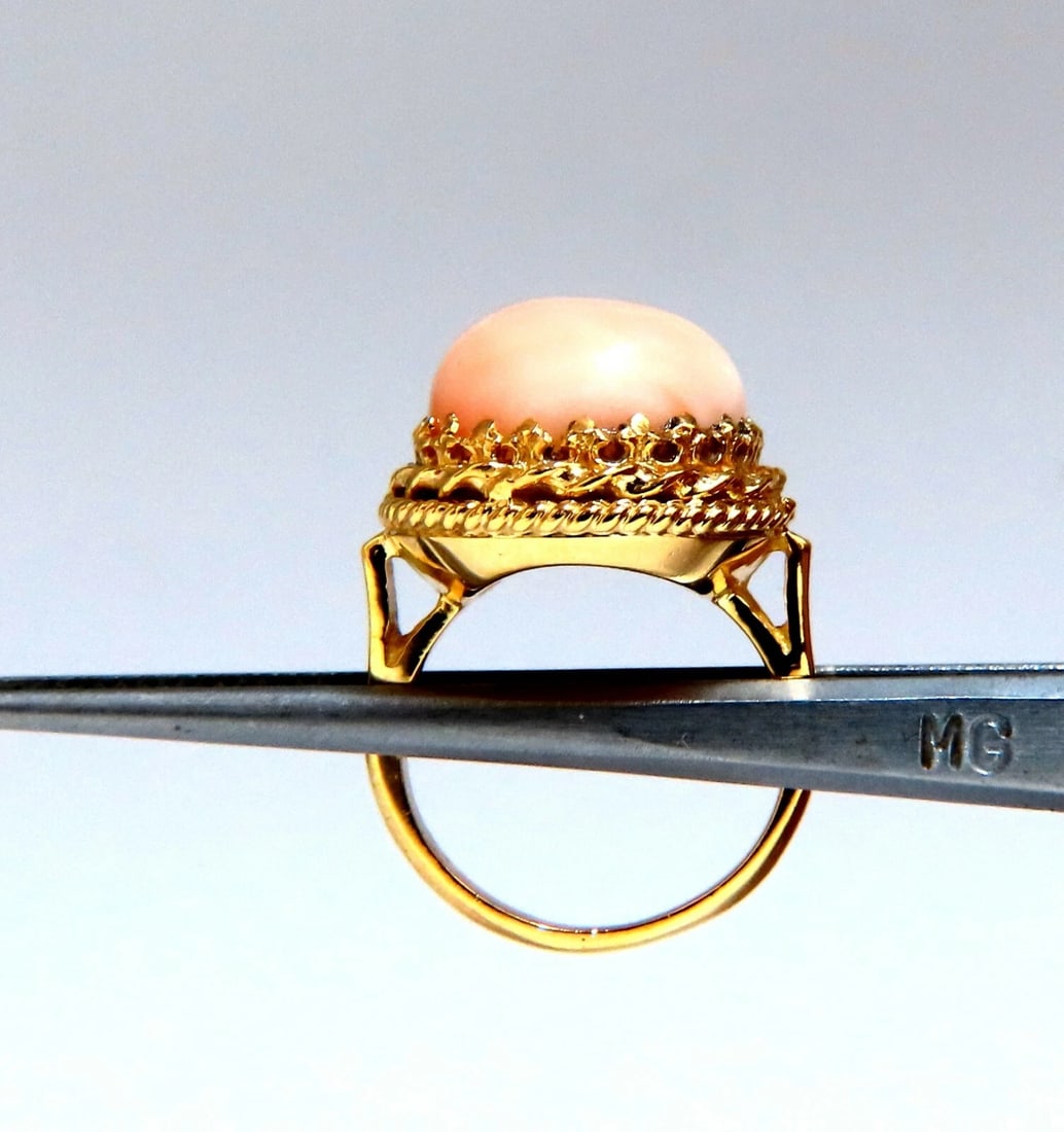 18mm 15ct Natural Coral Solitaire Ring 14kt - 4