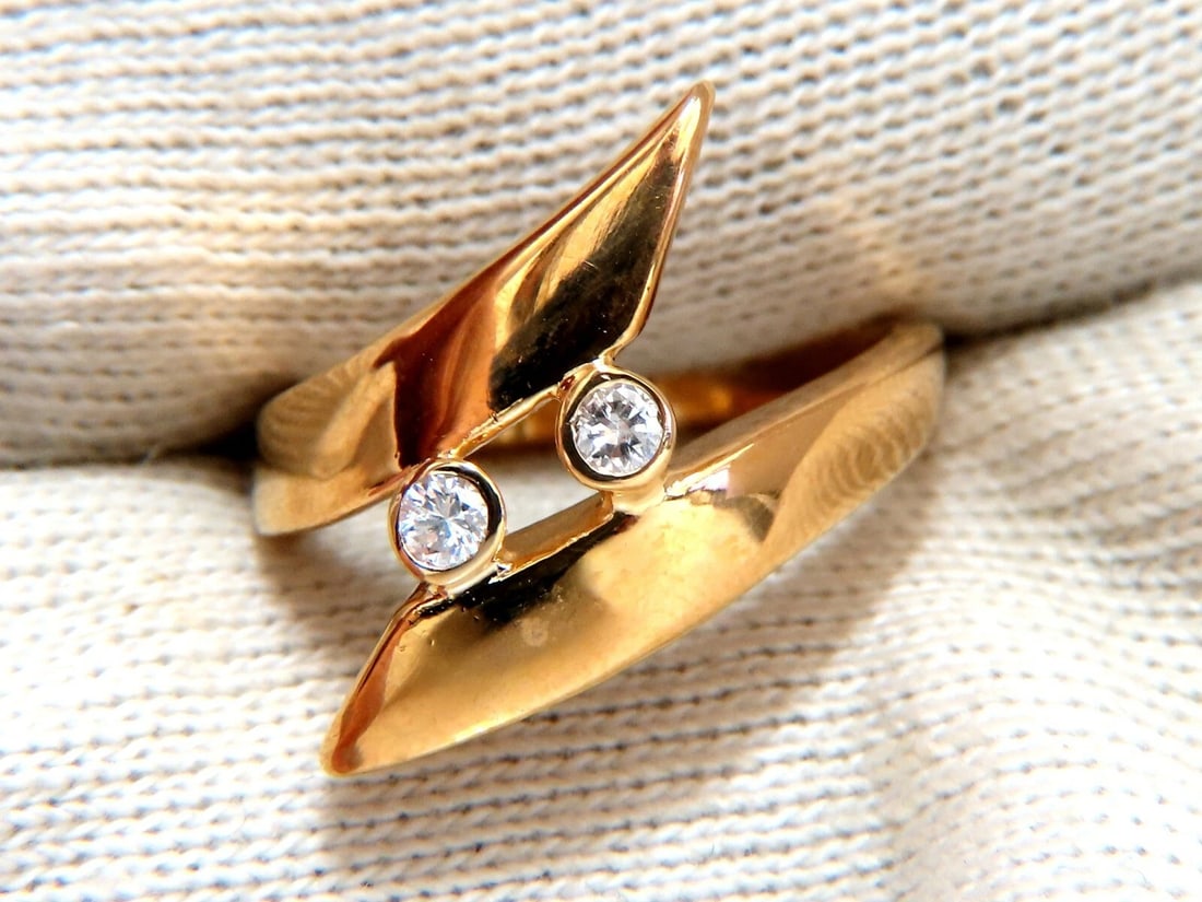 .15ct. Diamonds Cross Over Ring 14Kt Gold - 4