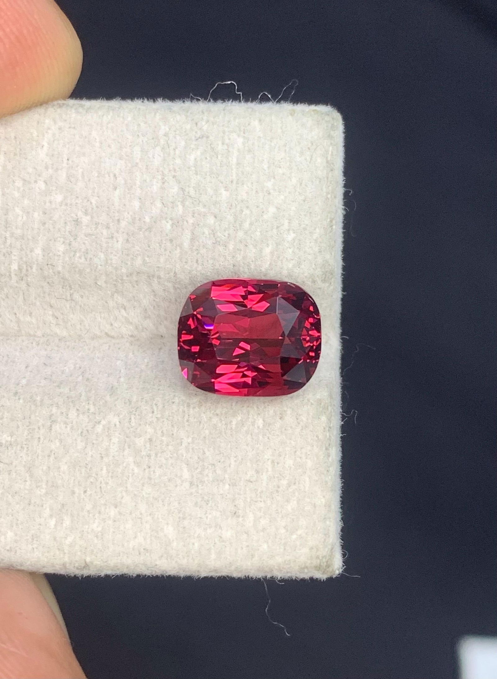 Brilliant Fancy Cushion Cut Raspberry Pink Garnet Gemstone, 4.66 Carat January Birthstone From - 7
