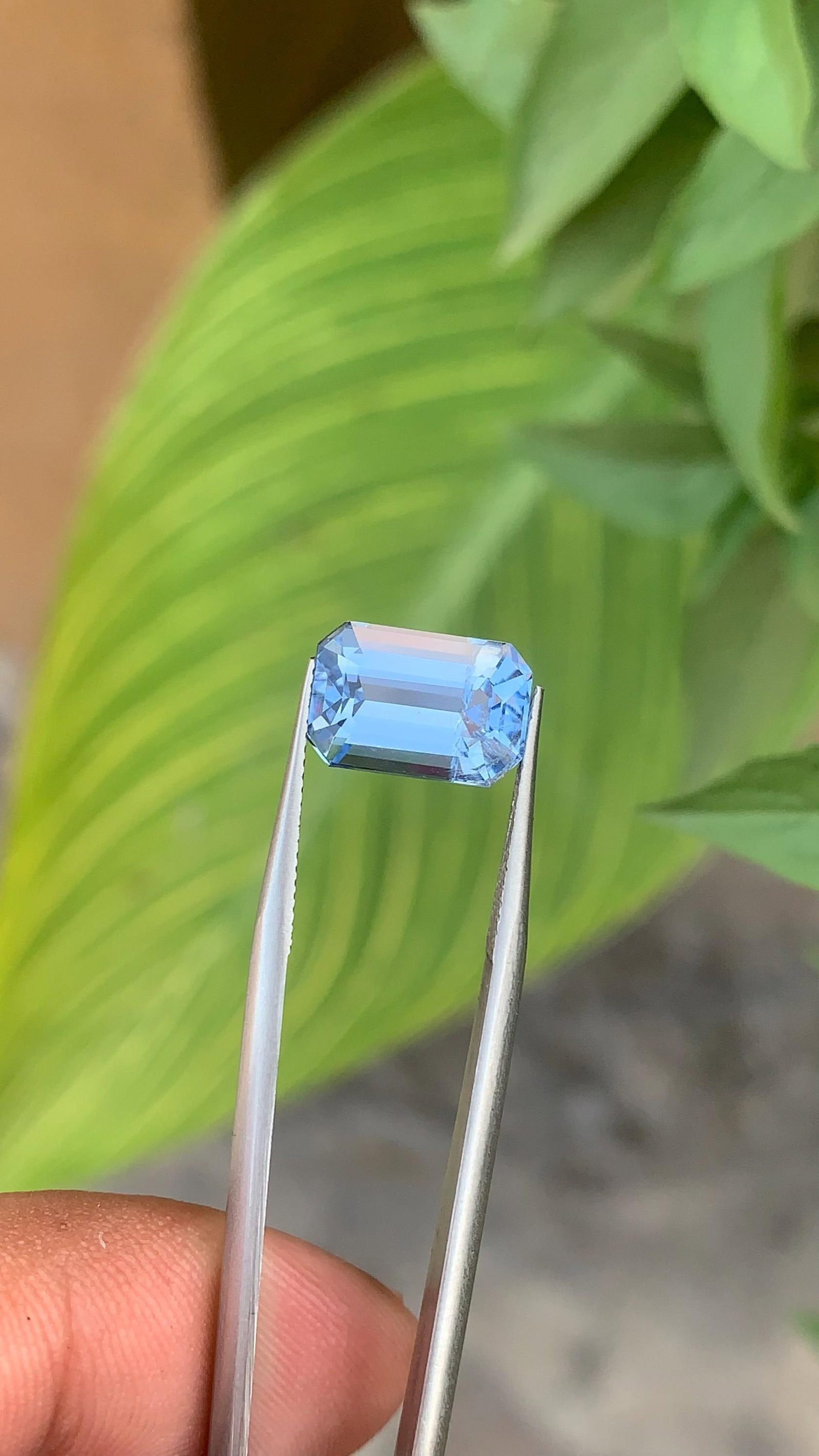 Sky Blue Aquamarine Gemstone: Emerald Cut Ring Stone, 3.70 ct - 6