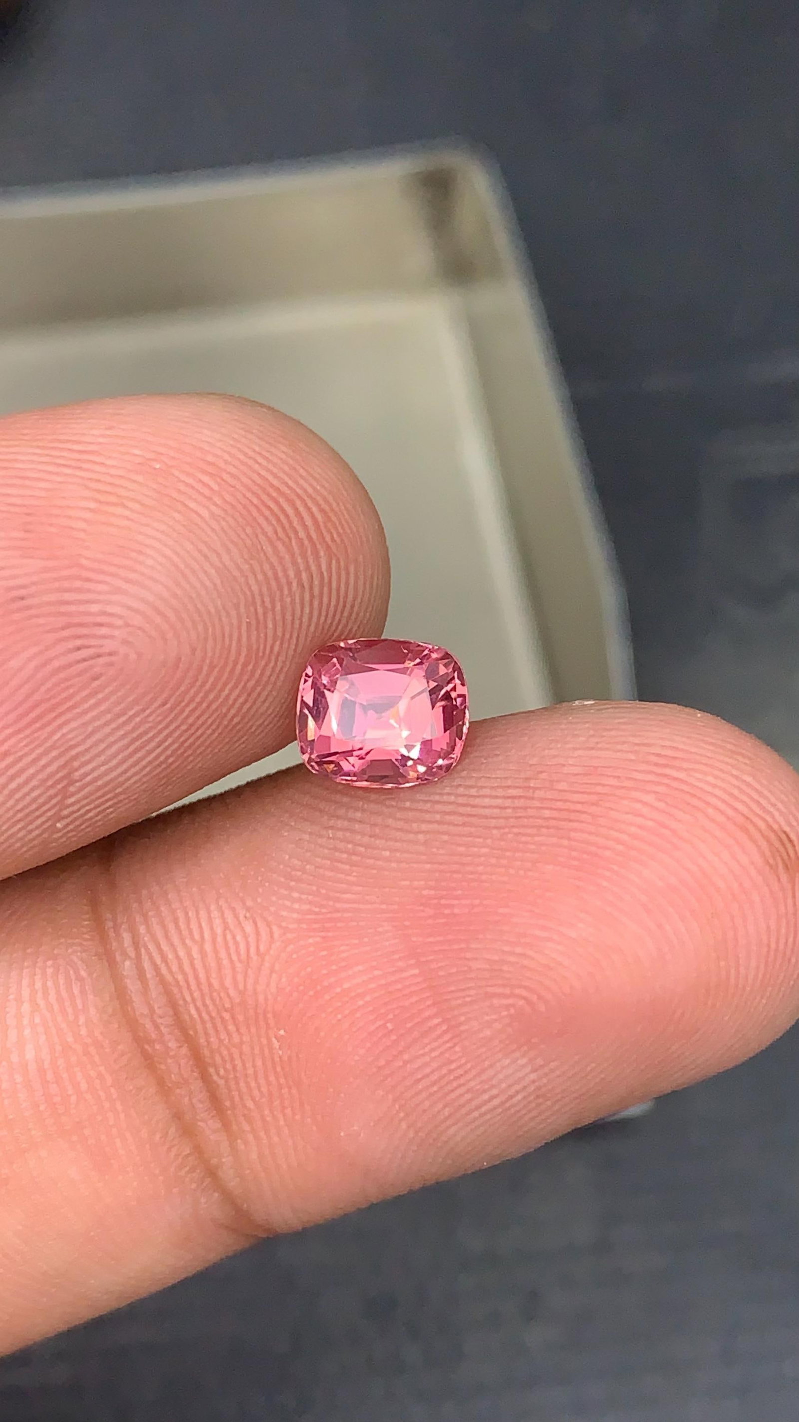 Candy Pink Tourmaline Gemstone, 1.40 Carat Cushion Cut, Afghanistan Origin - 2