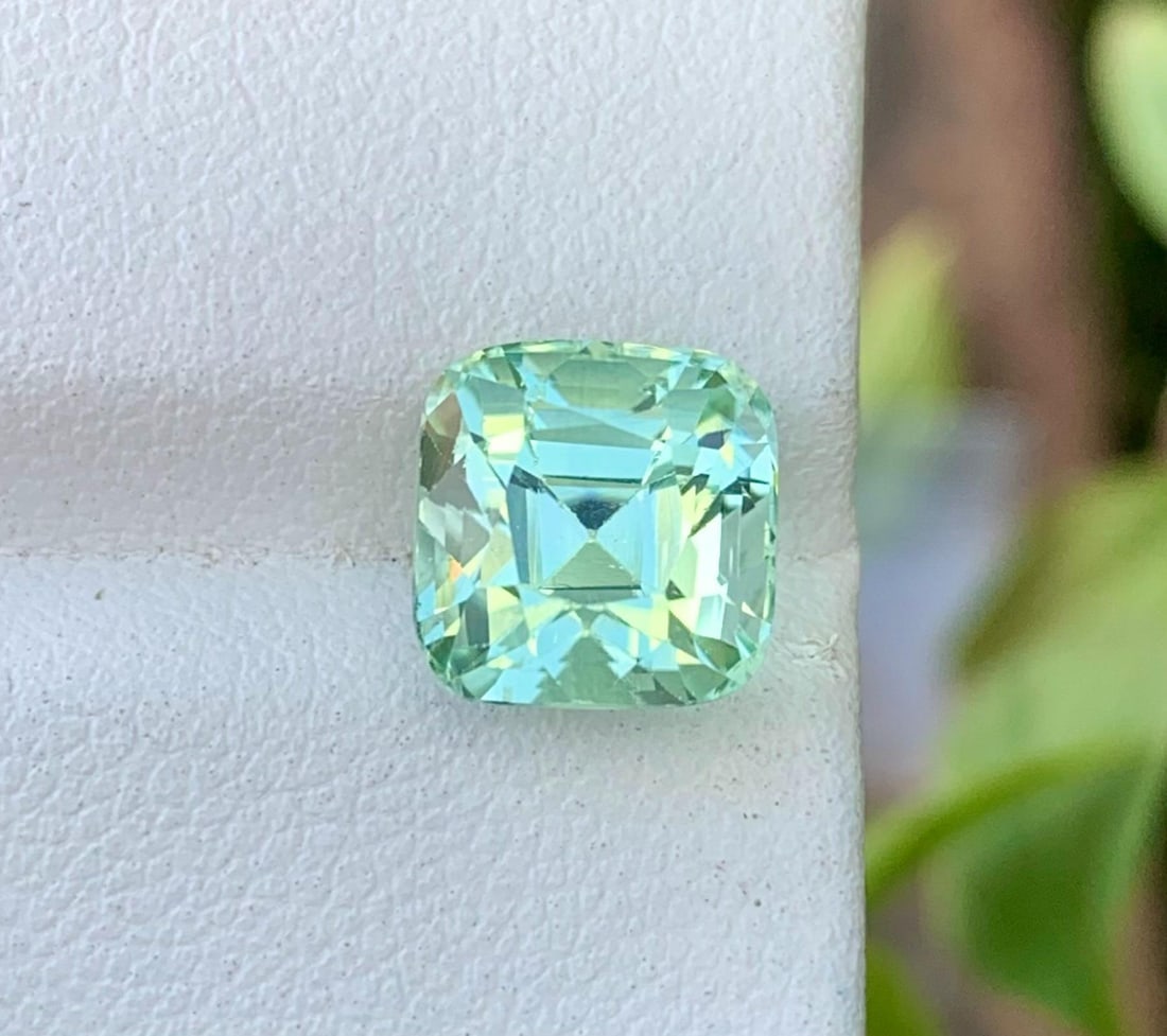 Seafoam Color Natural Tourmaline Cushion Cut Gemstone - 4.64 Carat: Title: Seafoam Color Natural Tourmaline Cushion Cut Gemstone - 4.64 CaratDescription: