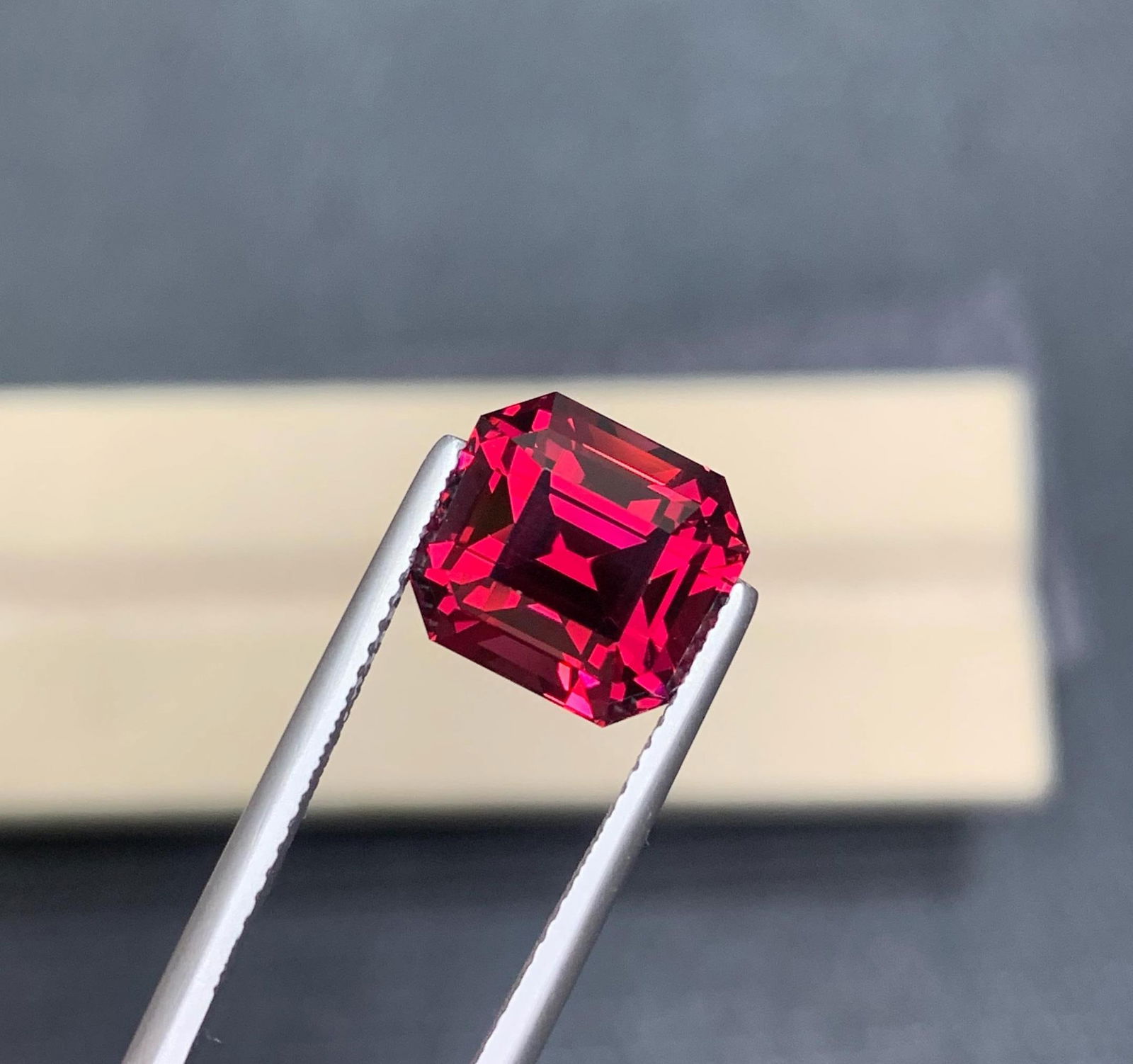 Rhdodlite Red Garnet, Faceted Emerald Vivid Red Garnet Engagement Ring, 7.76 Ct - 6