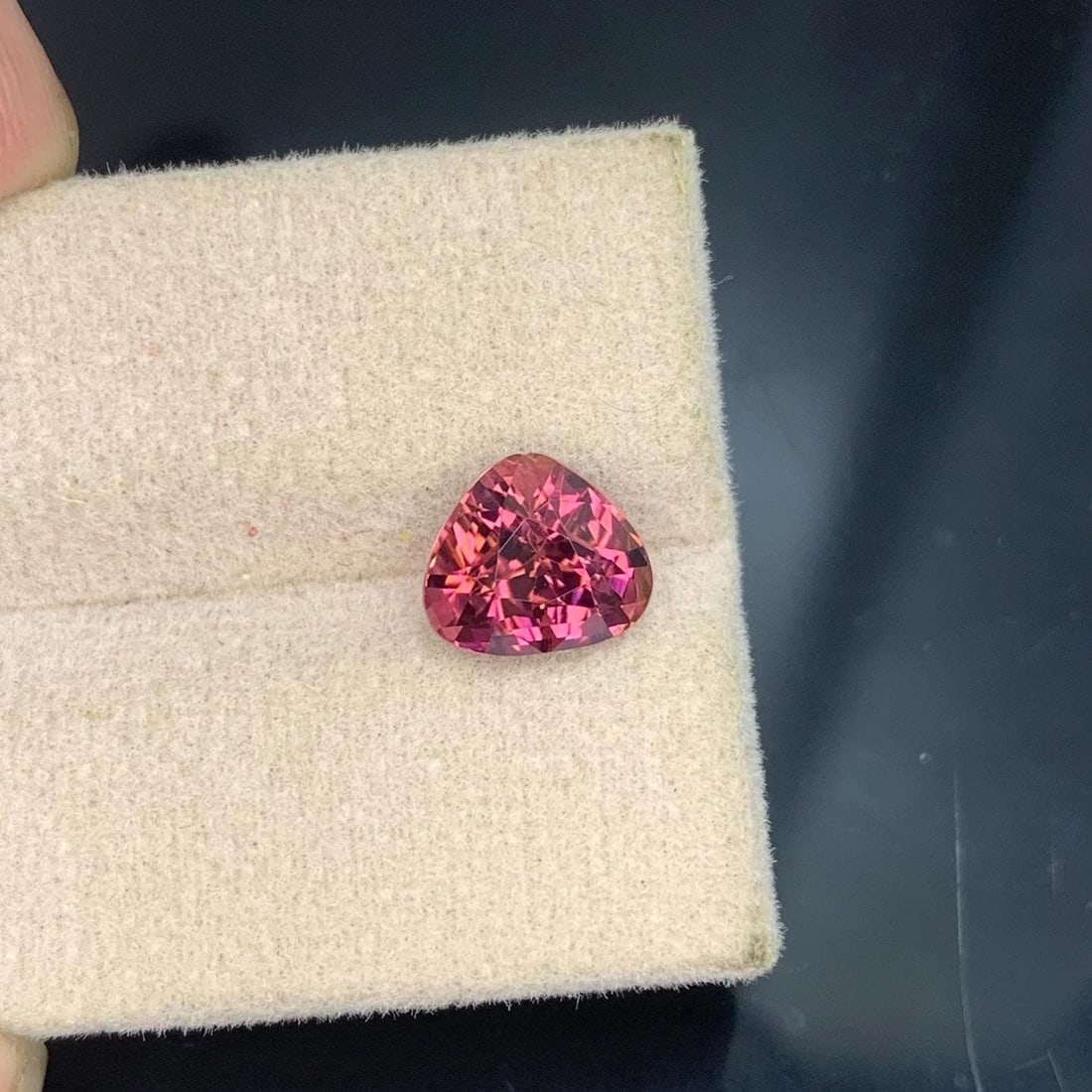 Hot Pink Tourmaline Gemstone FancyTrillion Cut October Birthstone, 2.35 Carat - 2